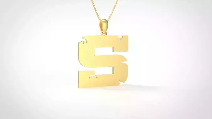 Model 943 S Crack Initial Letter Alphabet Pendant 3D print model