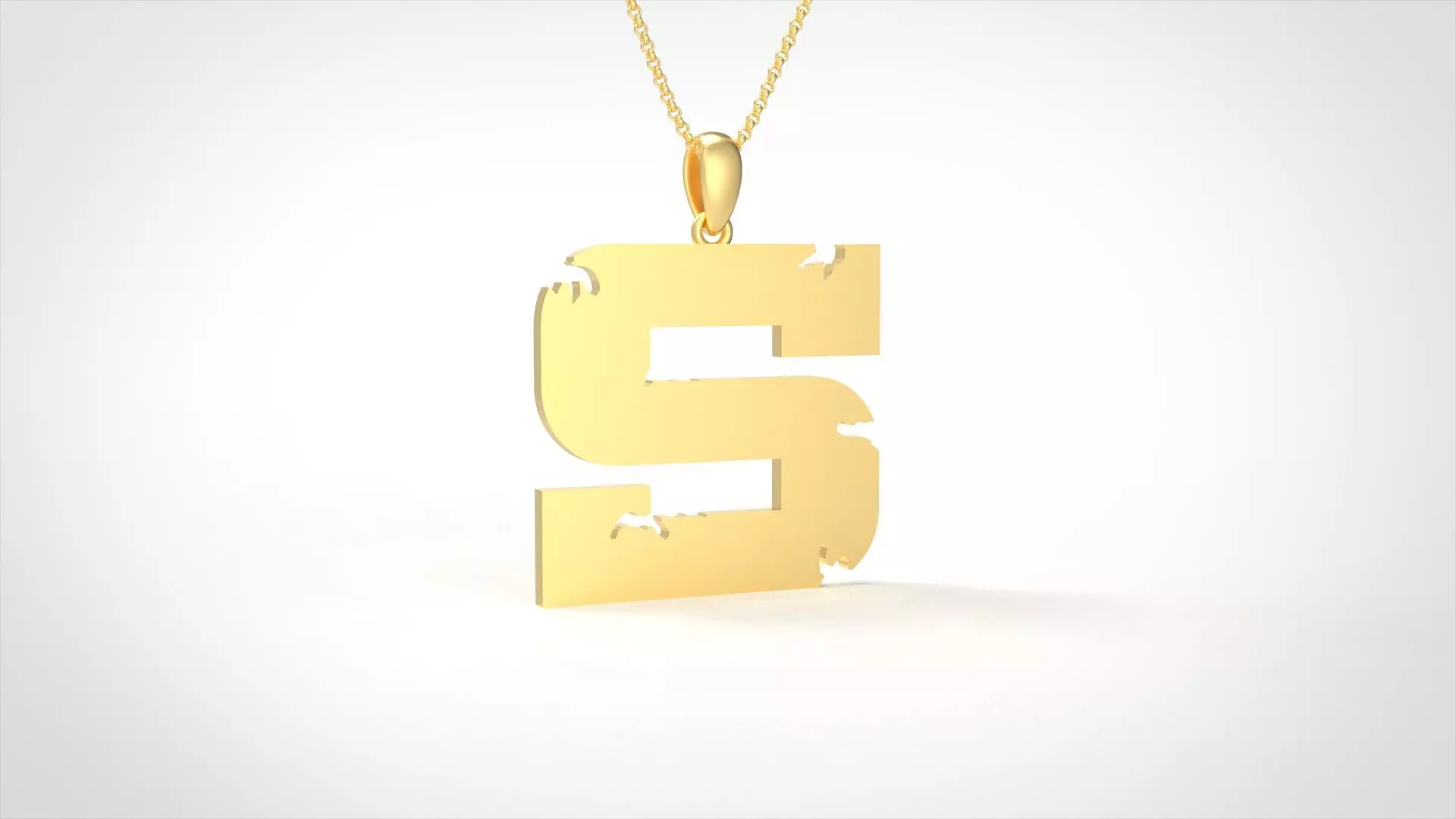 Model 943 S Crack Initial Letter Alphabet Pendant 3D print model_0