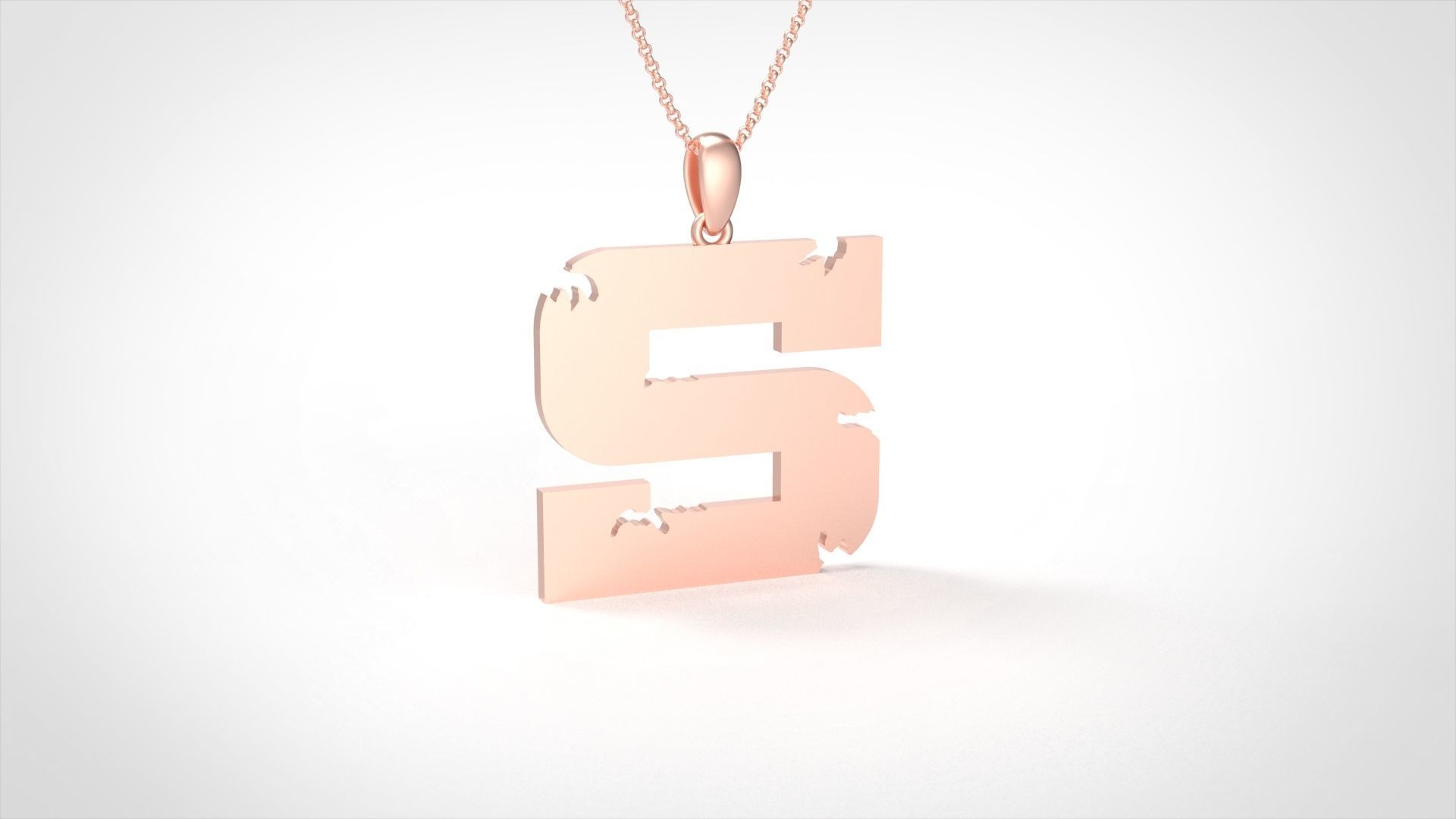 Model 943 S Crack Initial Letter Alphabet Pendant 3D print model_2