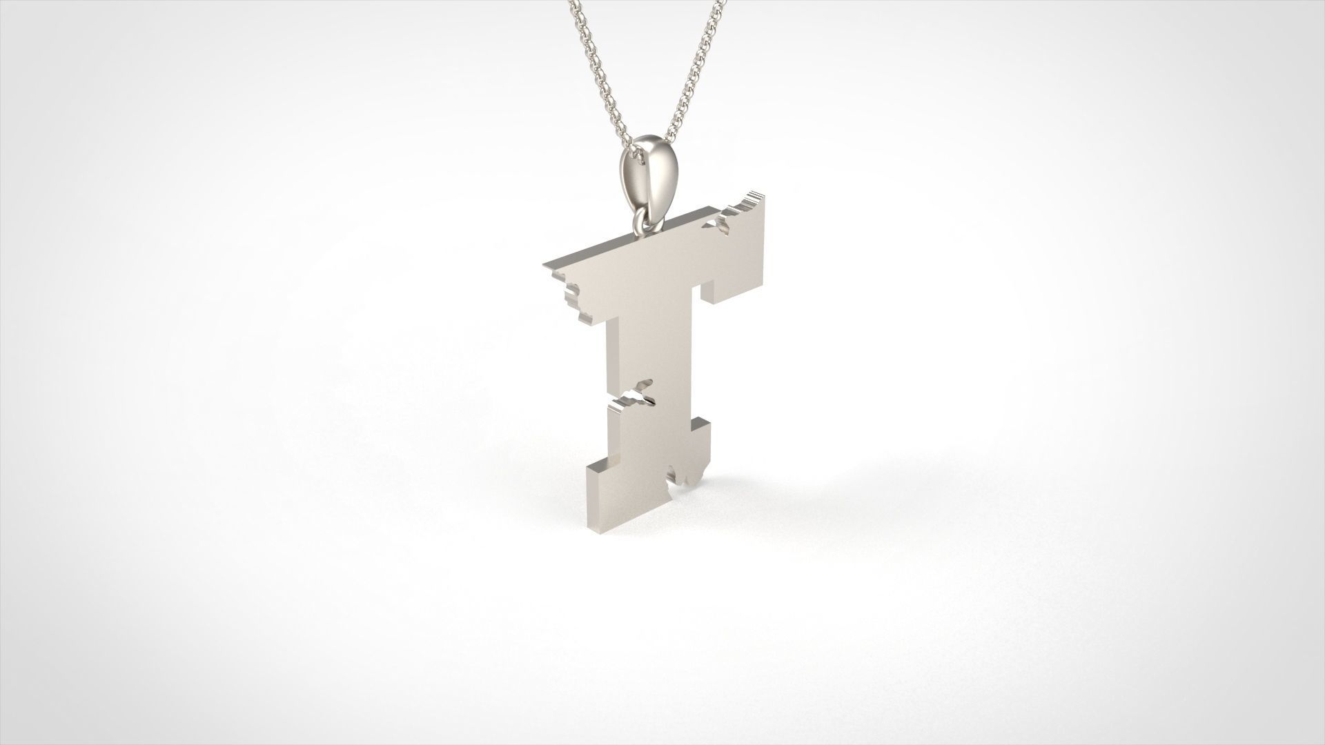 Model 944 T Crack Initial Letter Alphabet Pendant 3D print model_2