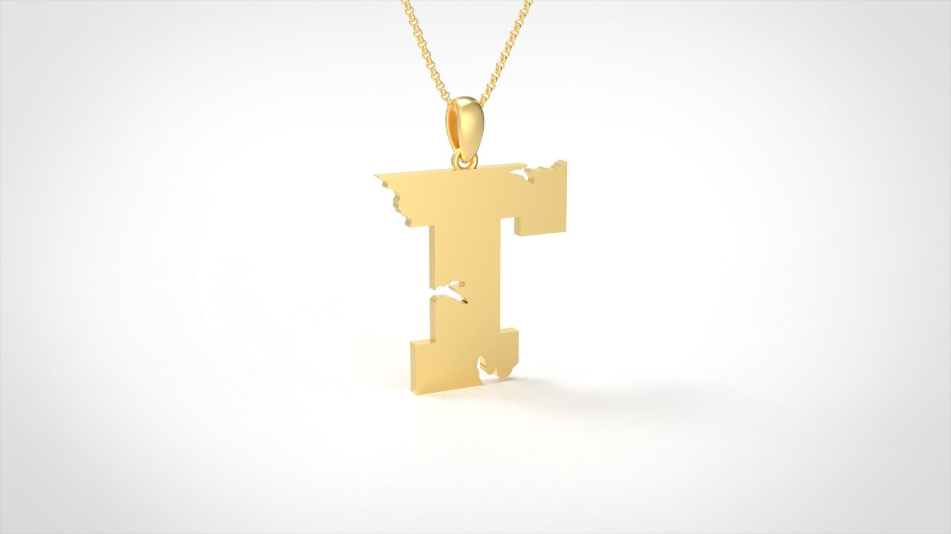 Model 944 T Crack Initial Letter Alphabet Pendant 3D print model_1