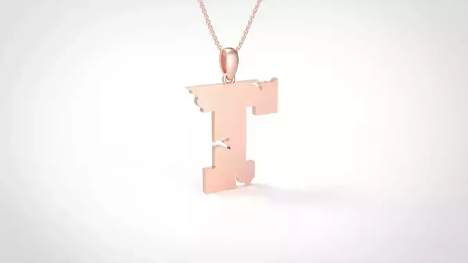 Model 944 T Crack Initial Letter Alphabet Pendant 3D print model