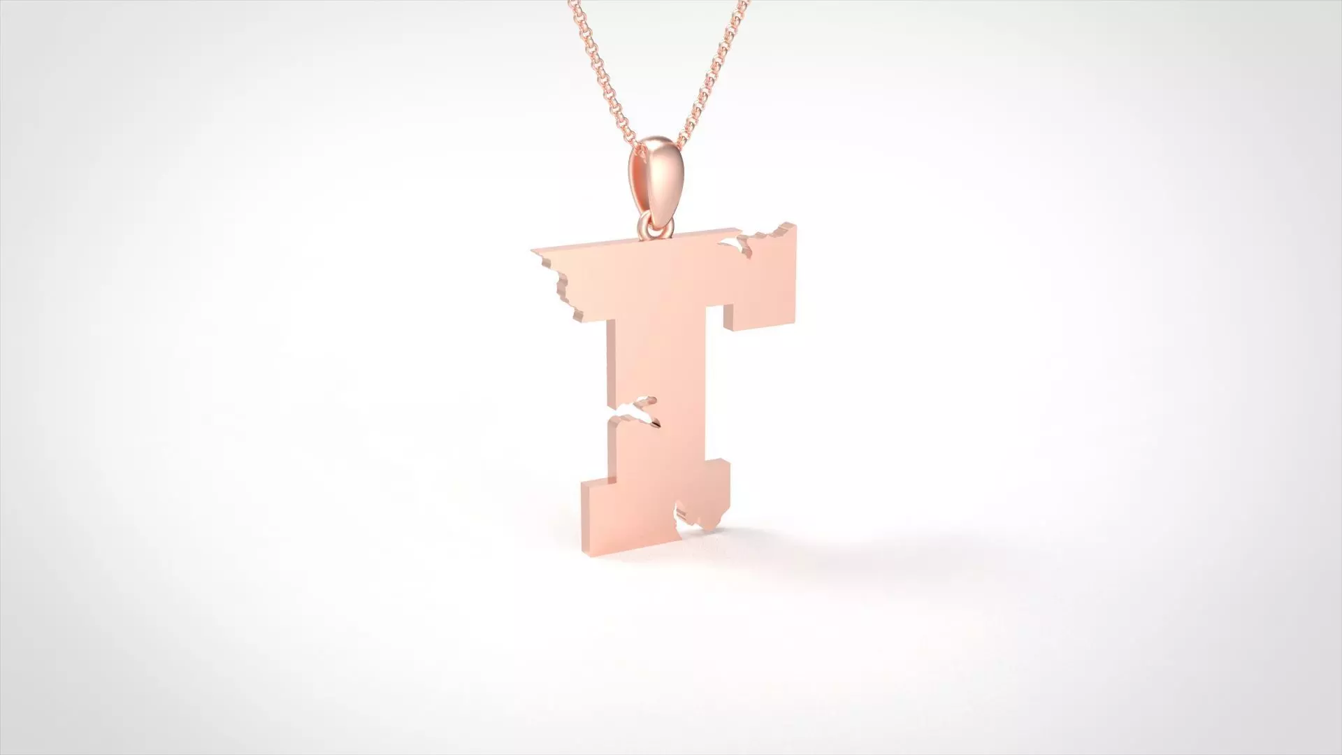 Model 944 T Crack Initial Letter Alphabet Pendant 3D print model_0