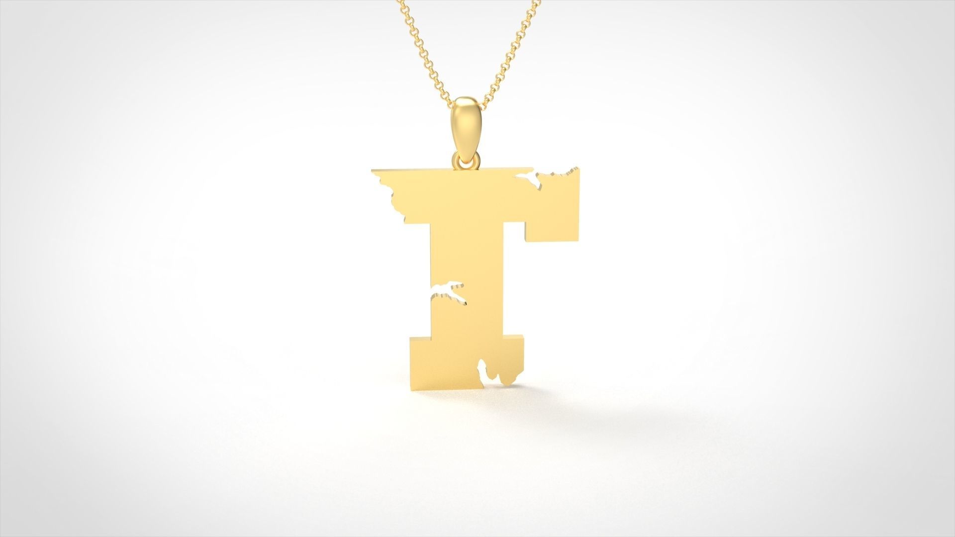 Model 944 T Crack Initial Letter Alphabet Pendant 3D print model_4