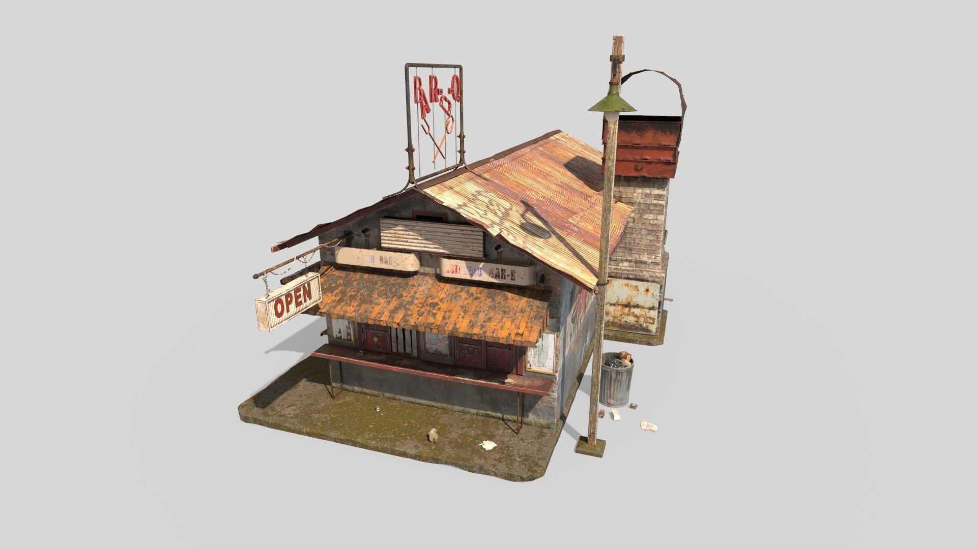 Abandoned Barbeque Restaurant 3D model_6