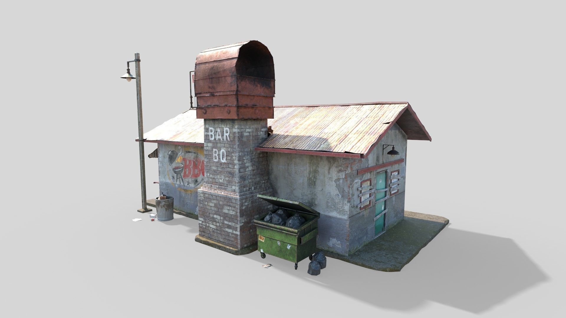 Abandoned Barbeque Restaurant 3D model_7
