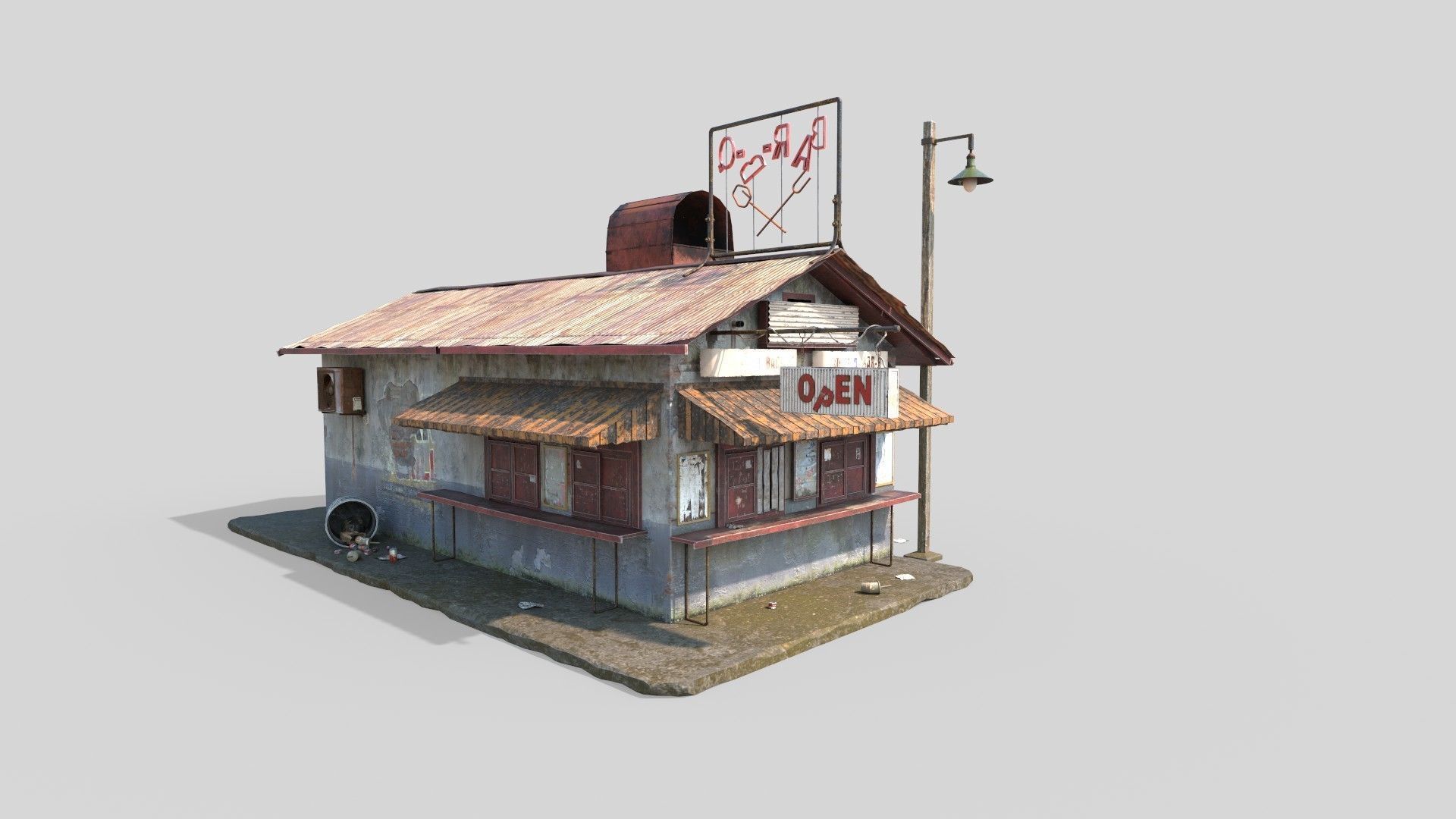 Abandoned Barbeque Restaurant 3D model_3