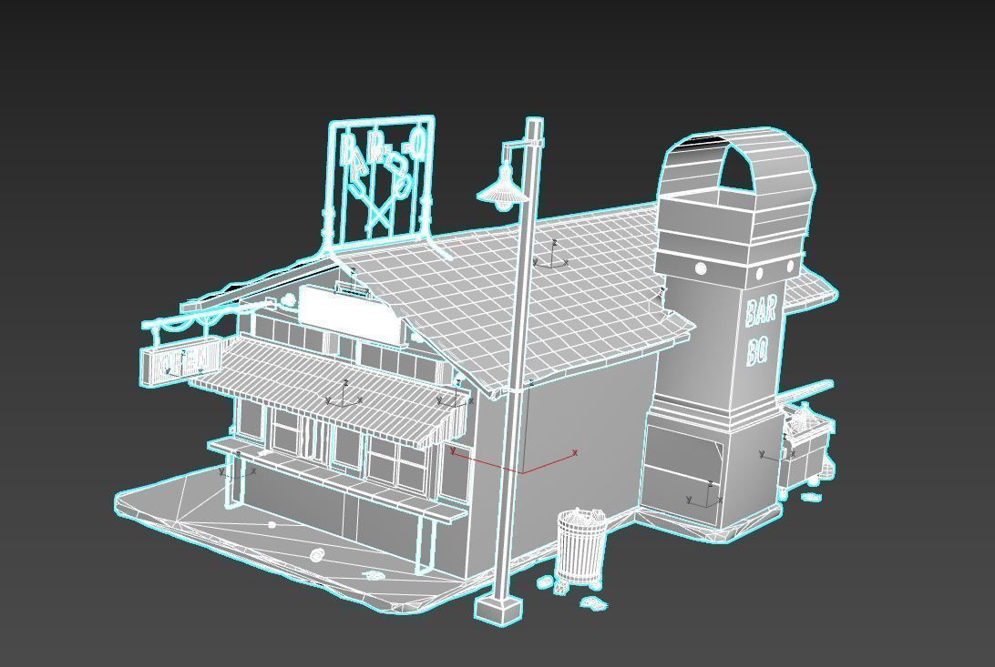 Abandoned Barbeque Restaurant 3D model_10