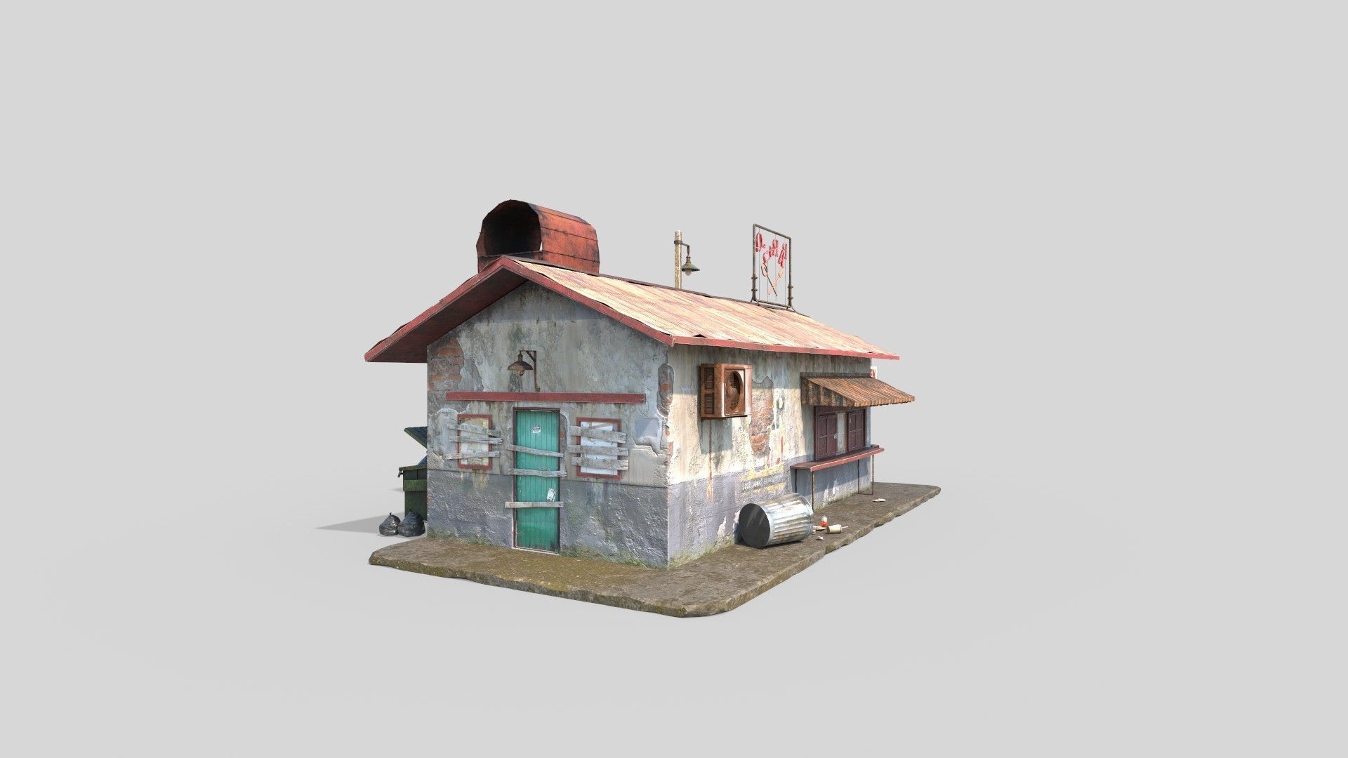 Abandoned Barbeque Restaurant 3D model_2