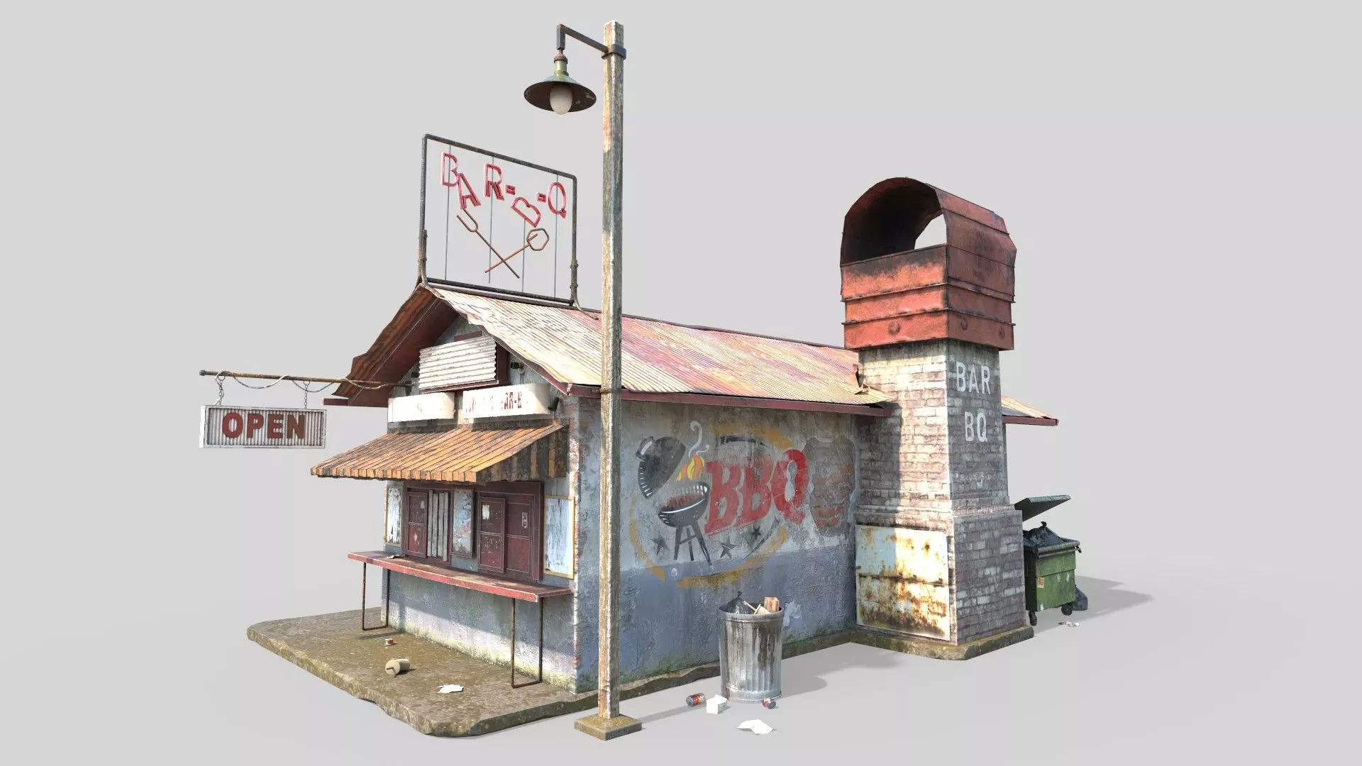 Abandoned Barbeque Restaurant 3D model_0