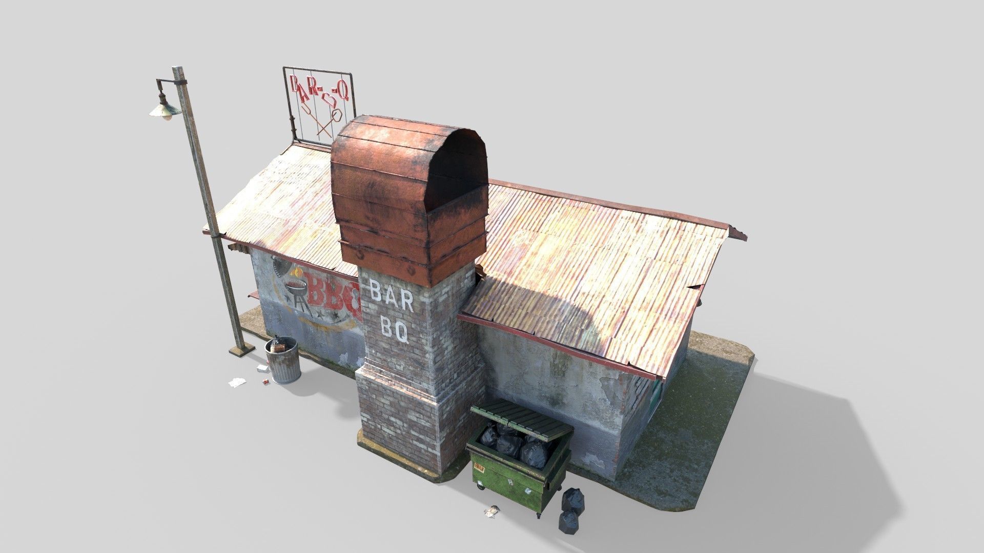 Abandoned Barbeque Restaurant 3D model_5