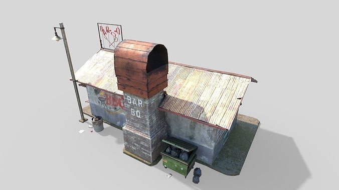 Abandoned Barbeque Restaurant 3D model 6