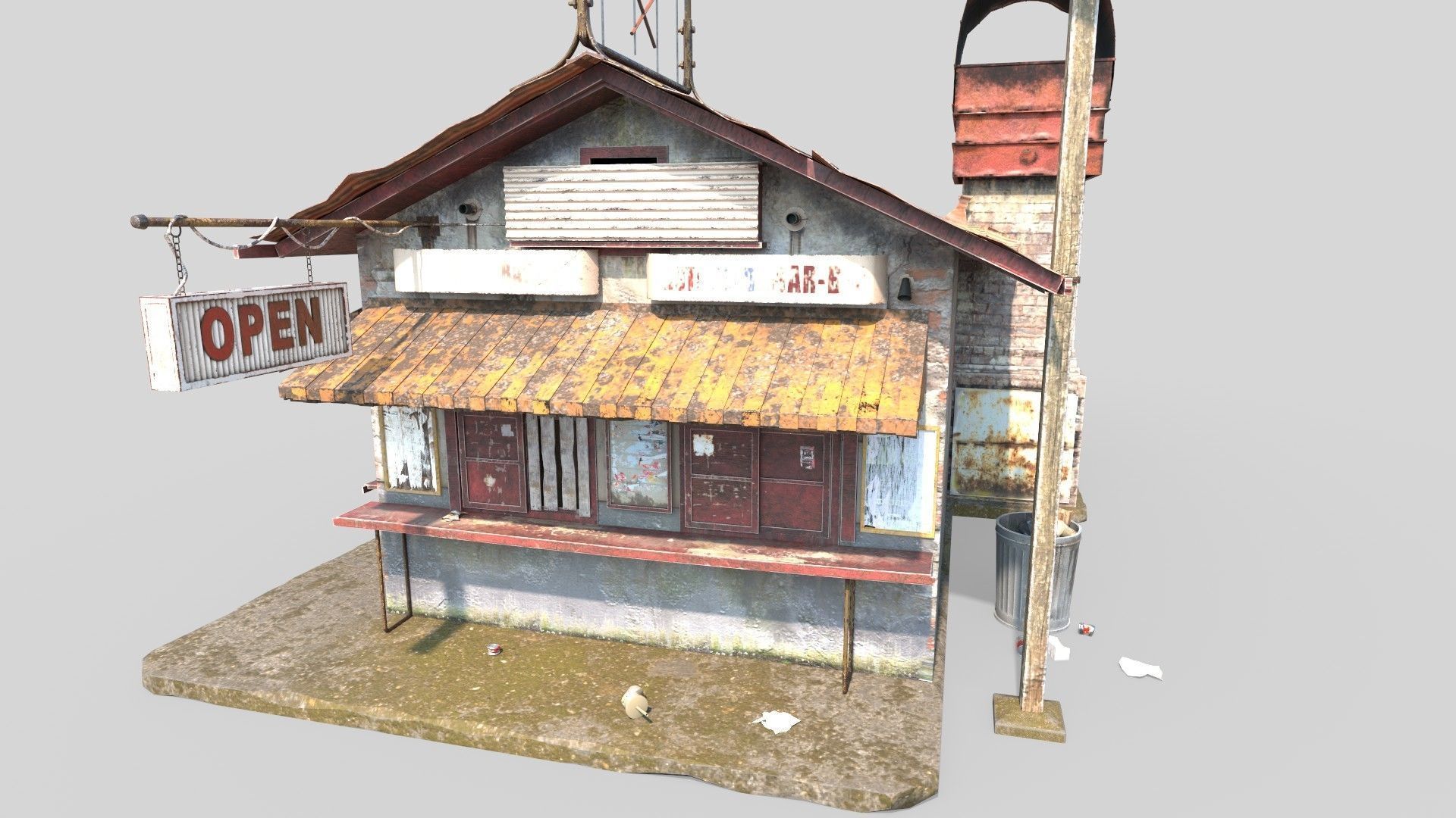 Abandoned Barbeque Restaurant 3D model_8