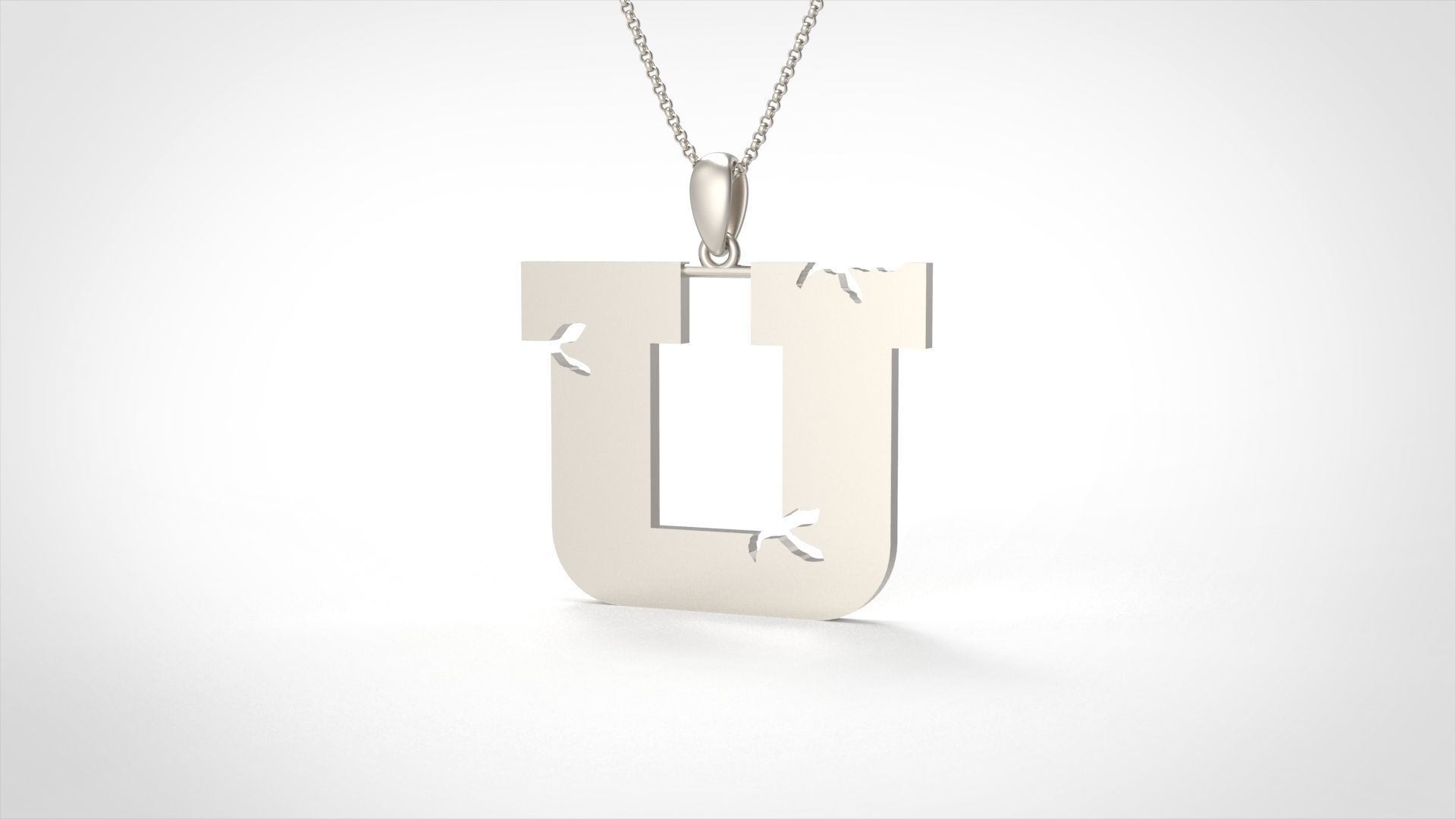 Model 945 U Crack Initial Letter Alphabet Pendant 3D print model_3