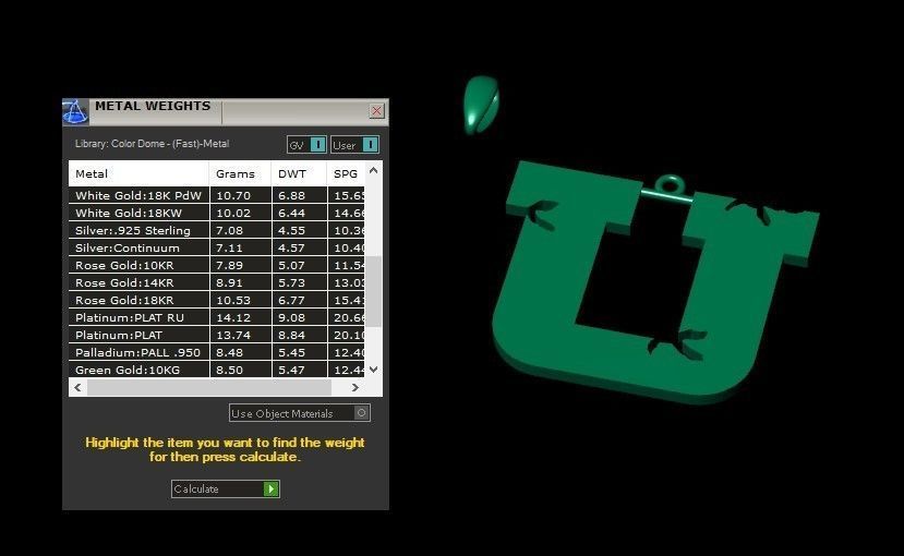 Model 945 U Crack Initial Letter Alphabet Pendant 3D print model_10