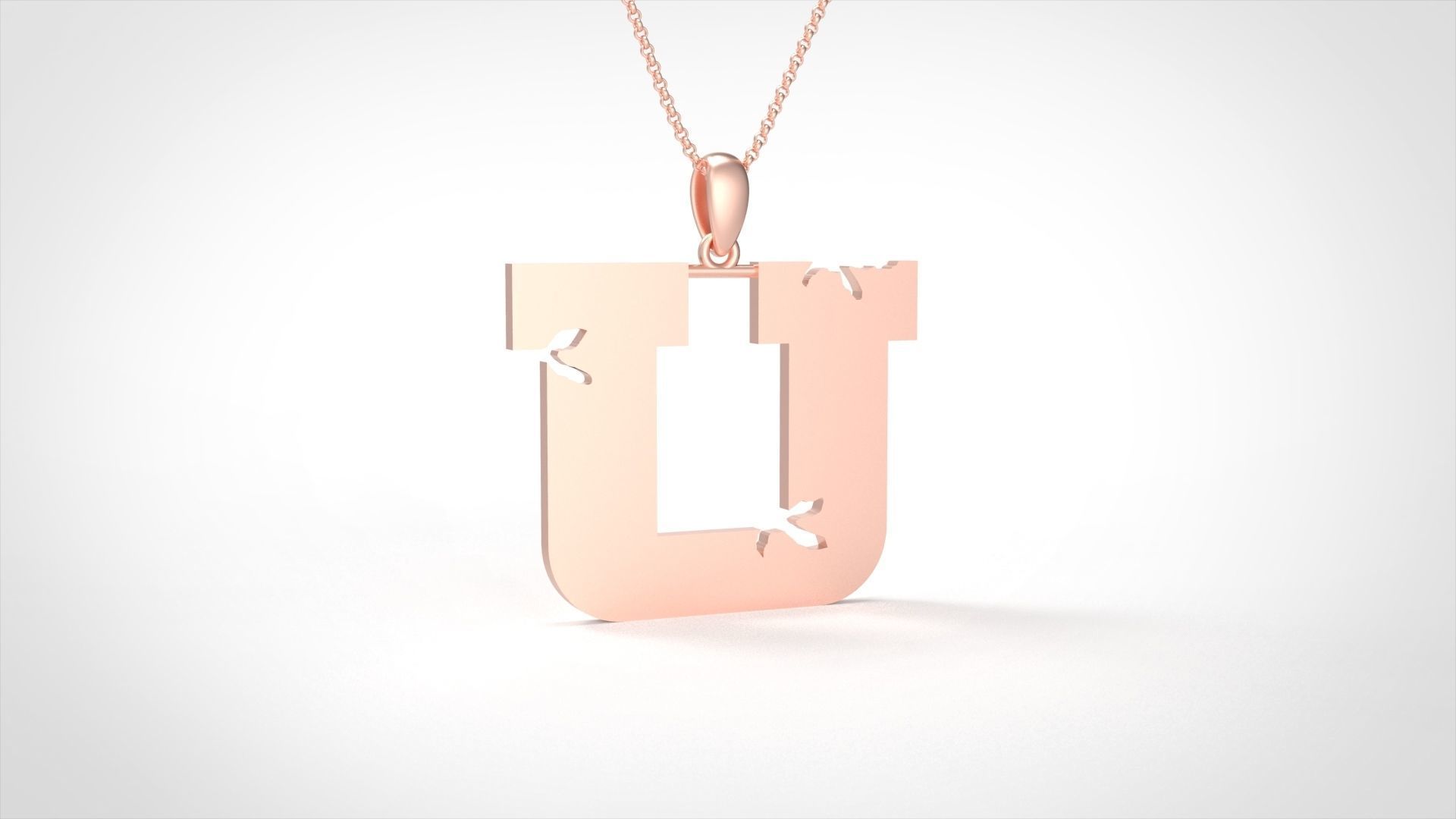 Model 945 U Crack Initial Letter Alphabet Pendant 3D print model_1