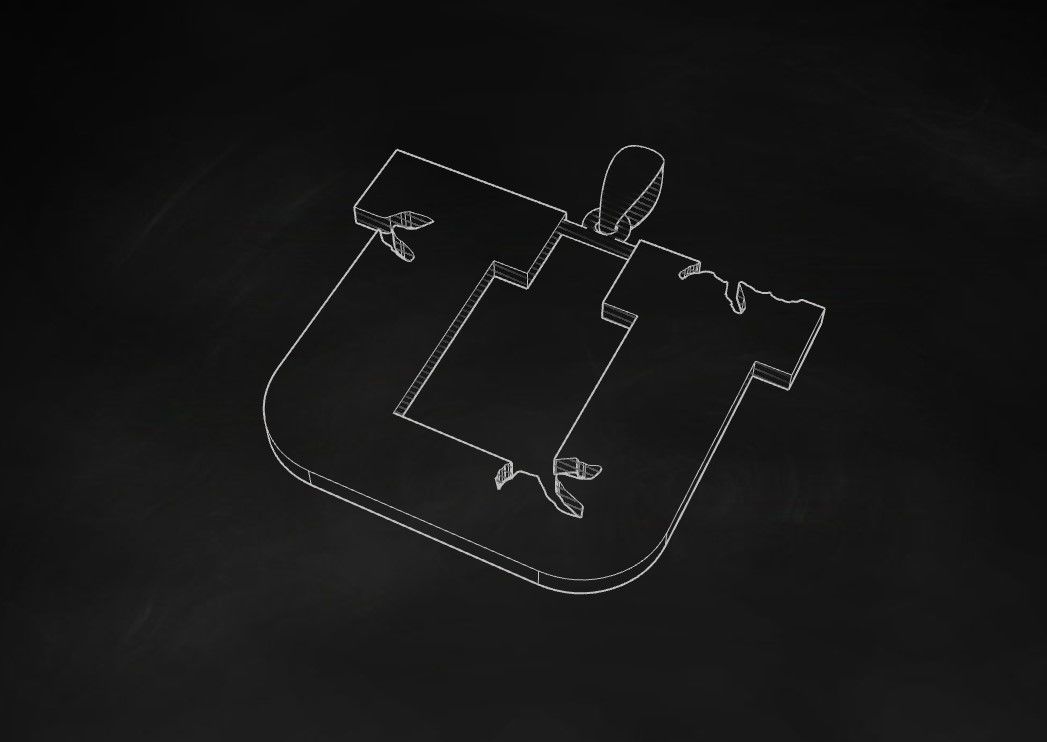 Model 945 U Crack Initial Letter Alphabet Pendant 3D print model_9
