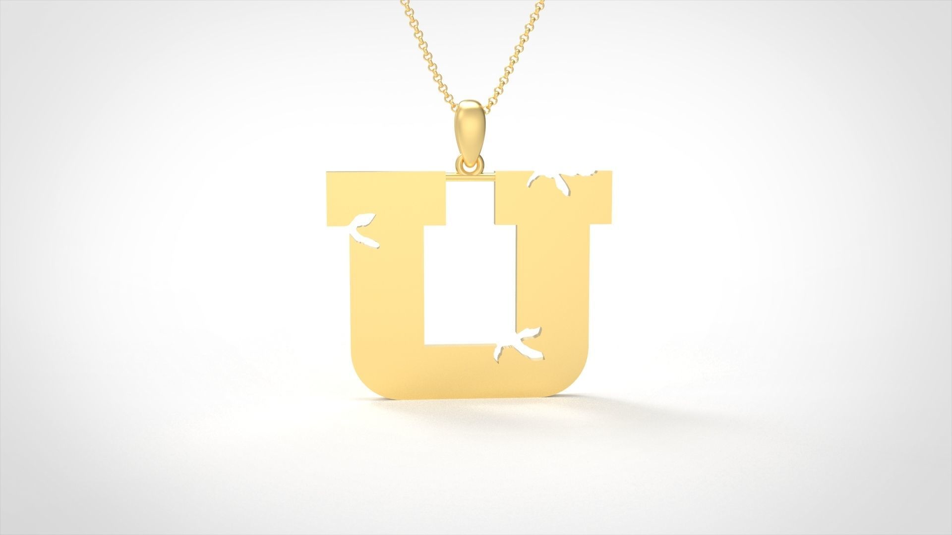 Model 945 U Crack Initial Letter Alphabet Pendant 3D print model_4