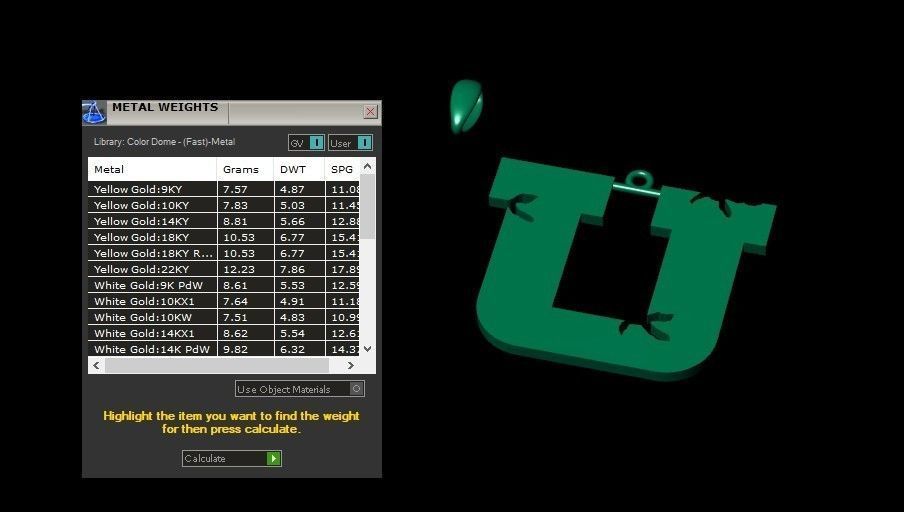 Model 945 U Crack Initial Letter Alphabet Pendant 3D print model_11