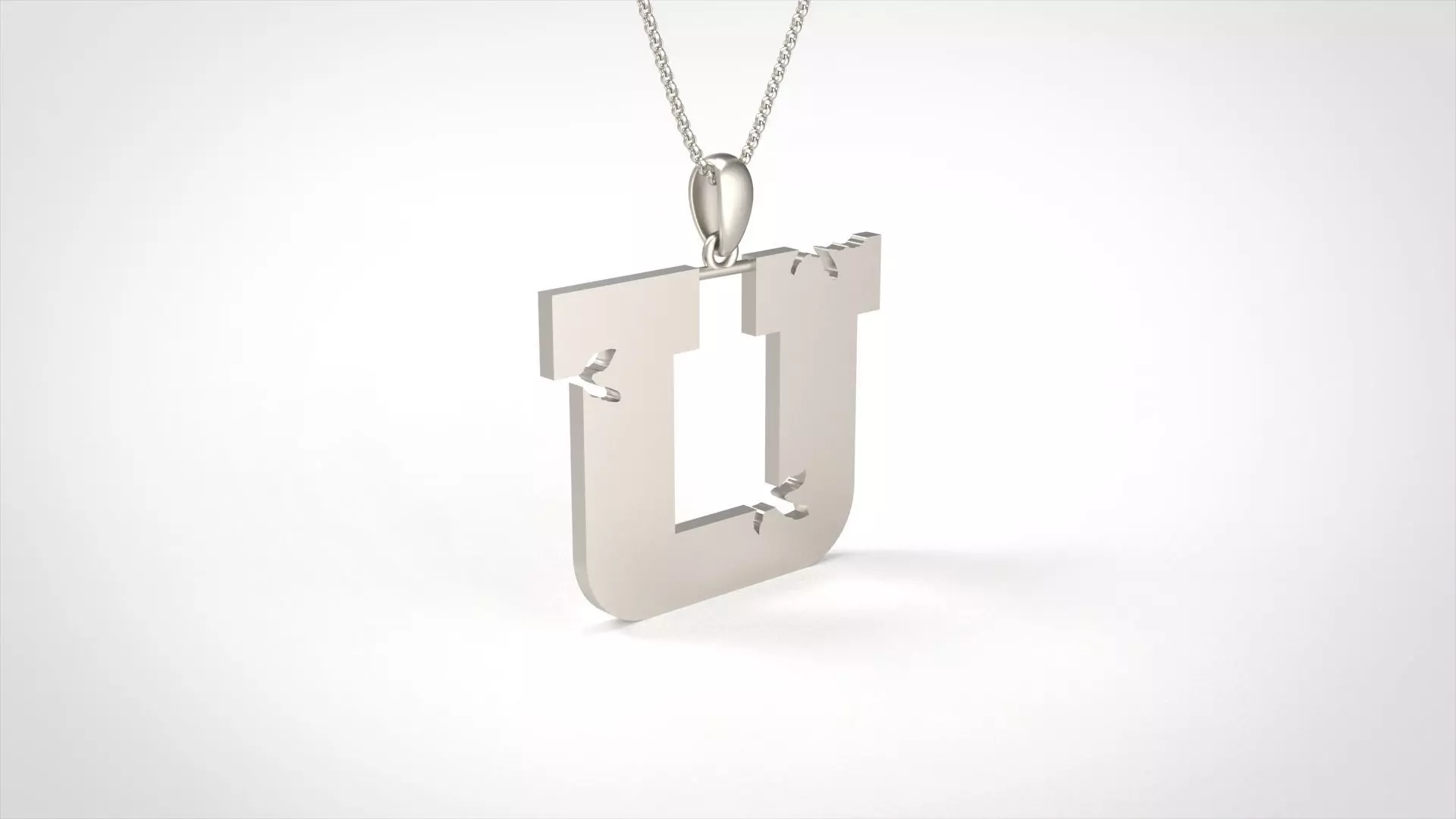 Model 945 U Crack Initial Letter Alphabet Pendant 3D print model_0