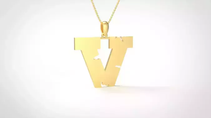 Model 946 V Crack Initial Letter Alphabet Pendant