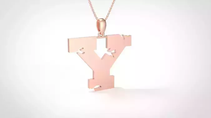 Model 947 Y Crack Initial Letter Alphabet Pendant