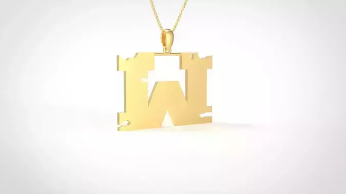 Model 949 W Crack Initial Letter Alphabet Pendant 3D print model