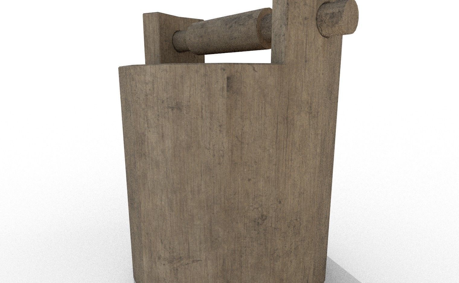 wood Bucket VR Low-poly 3D model_3