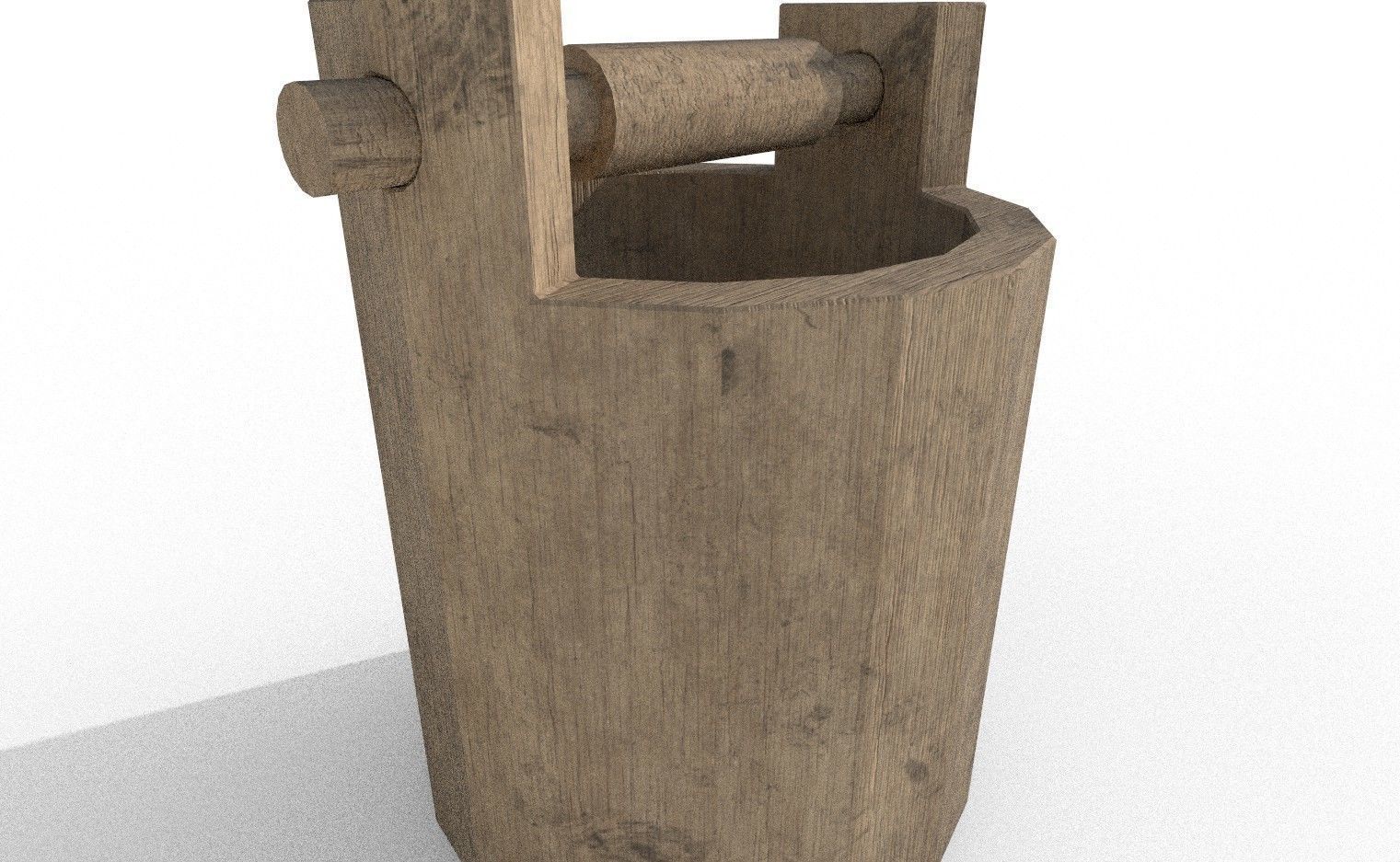 wood Bucket VR Low-poly 3D model_2