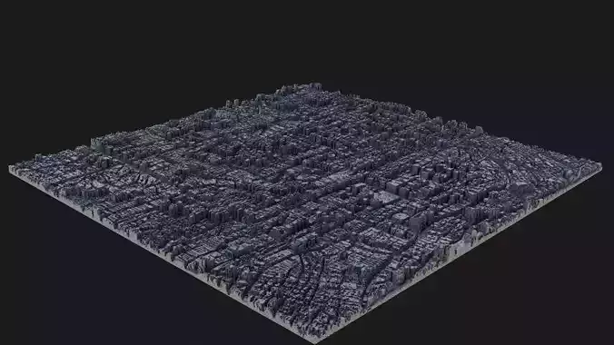 Sci-fi city from heightmap generator Blender Geometry Nodes 3D model