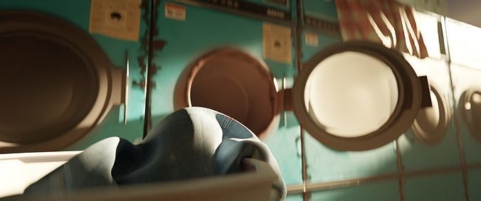 Public Laundry washing machine Model  Low-poly 3D model