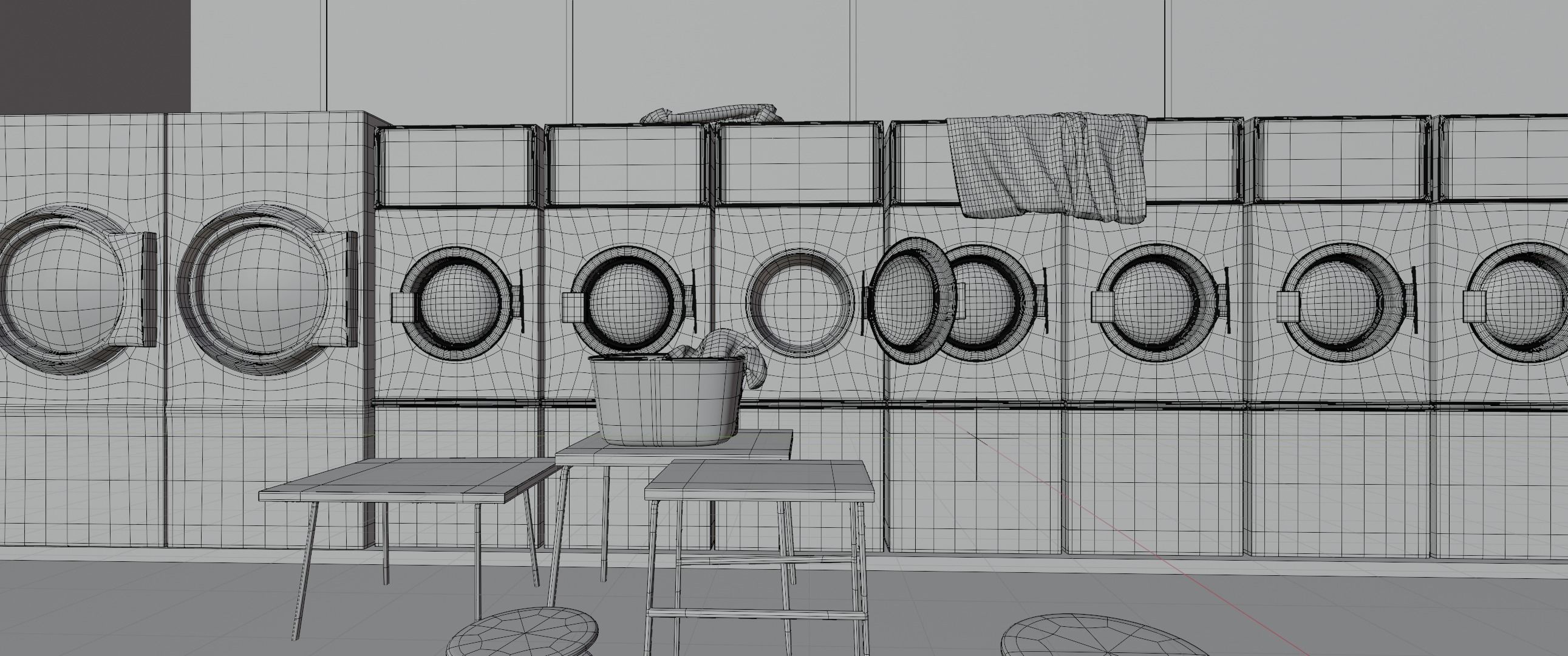 Public Laundry washing machine Model  Low-poly 3D model_3