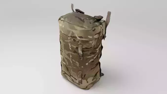 Tactical military field sack or backpack pouch for soldiers 3D model