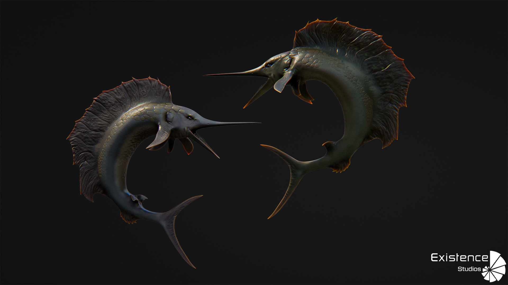 Fish low poly - Marlin Sailfish fish - ocean horror - monster 3 Low-poly 3D model_5