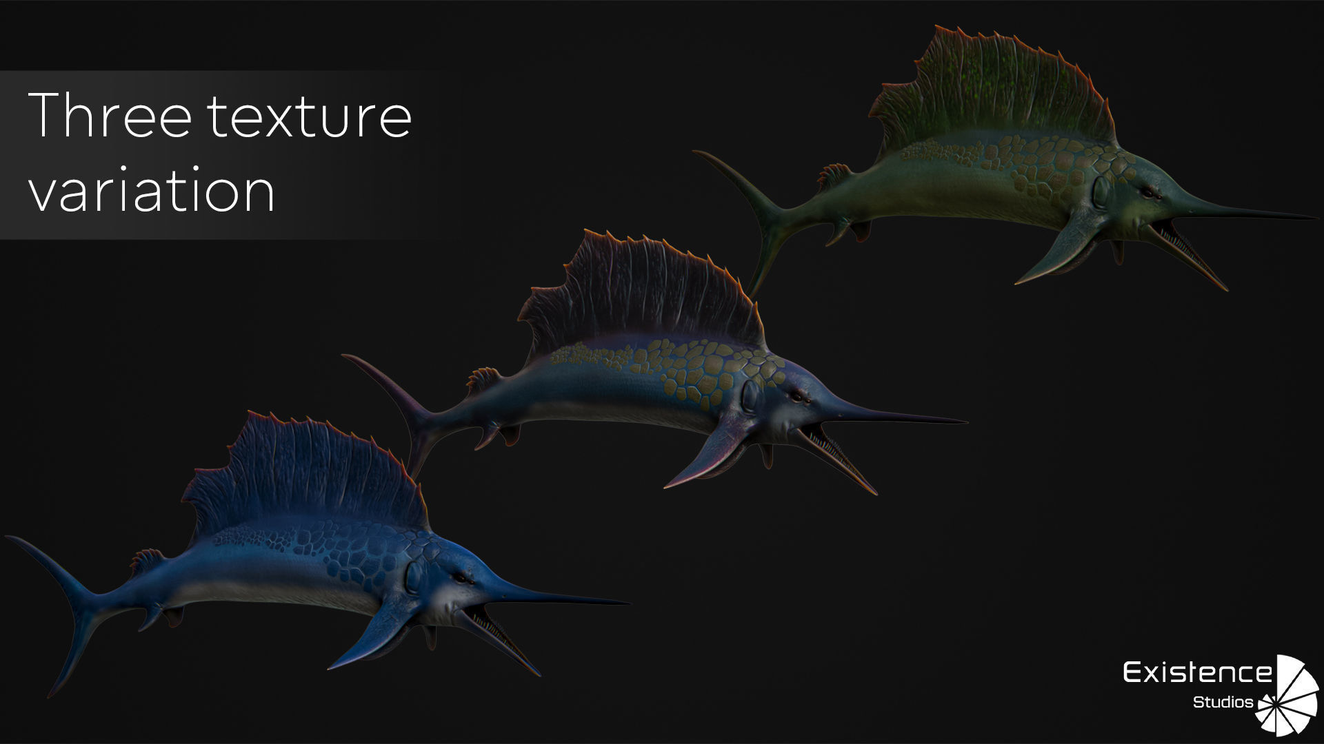 Fish low poly - Marlin Sailfish fish - ocean horror - monster 3 Low-poly 3D model_6