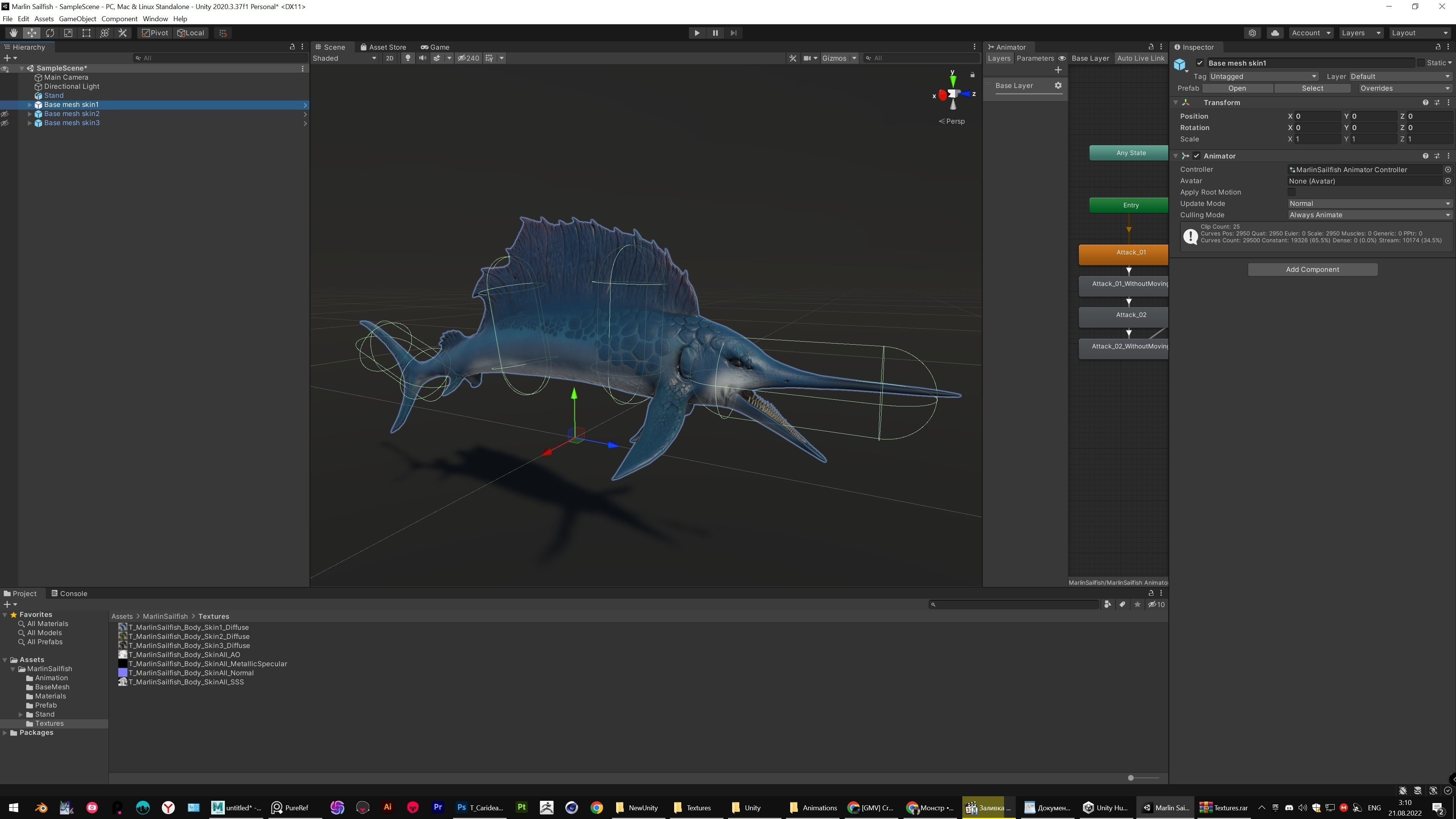 Fish low poly - Marlin Sailfish fish - ocean horror - monster 3 Low-poly 3D model_16