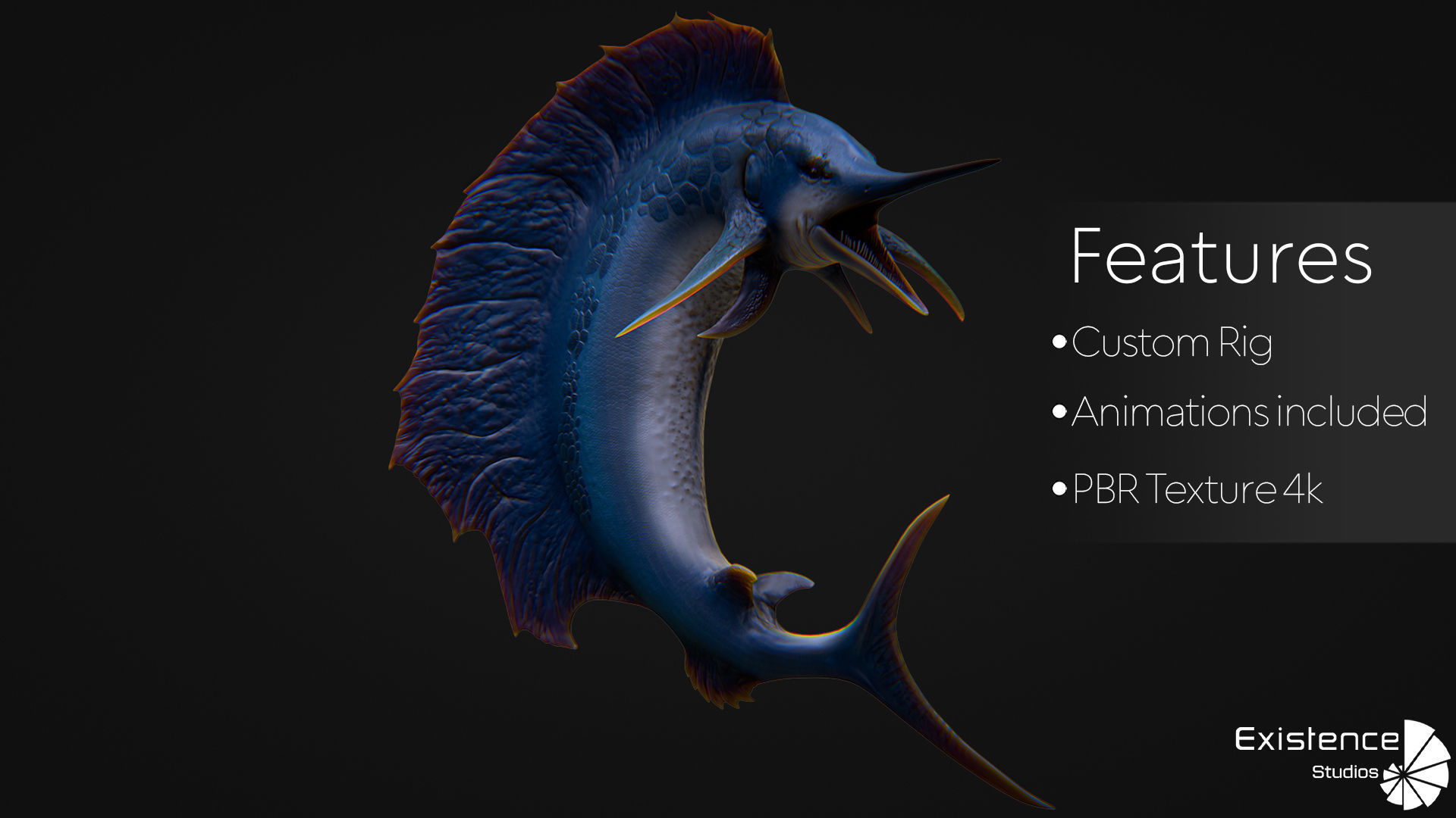 Fish low poly - Marlin Sailfish fish - ocean horror - monster 3 Low-poly 3D model_3