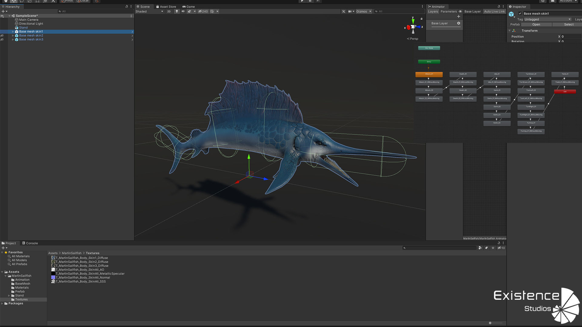 Fish low poly - Marlin Sailfish fish - ocean horror - monster 3 Low-poly 3D model_8