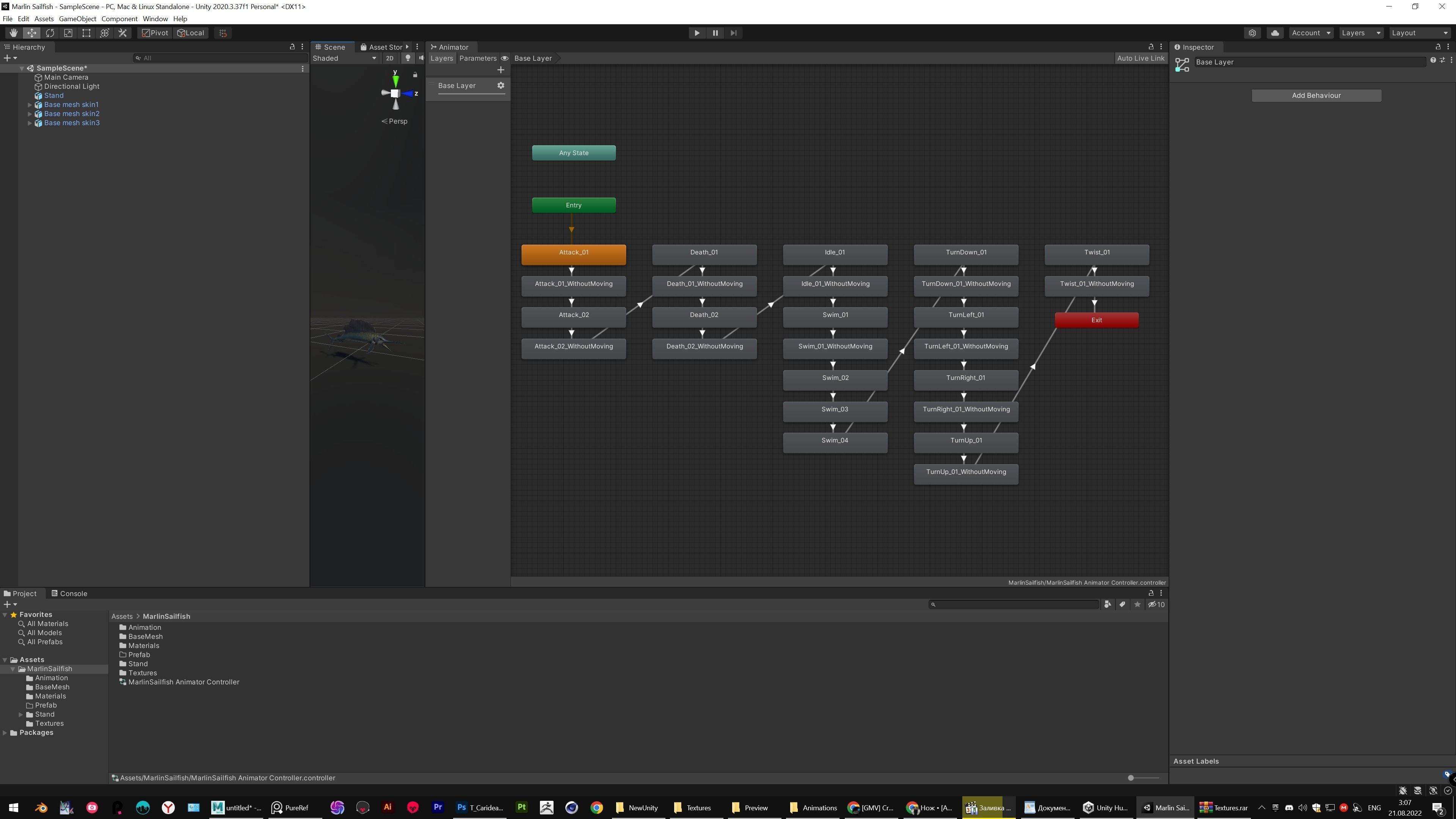Fish low poly - Marlin Sailfish fish - ocean horror - monster 3 Low-poly 3D model_12