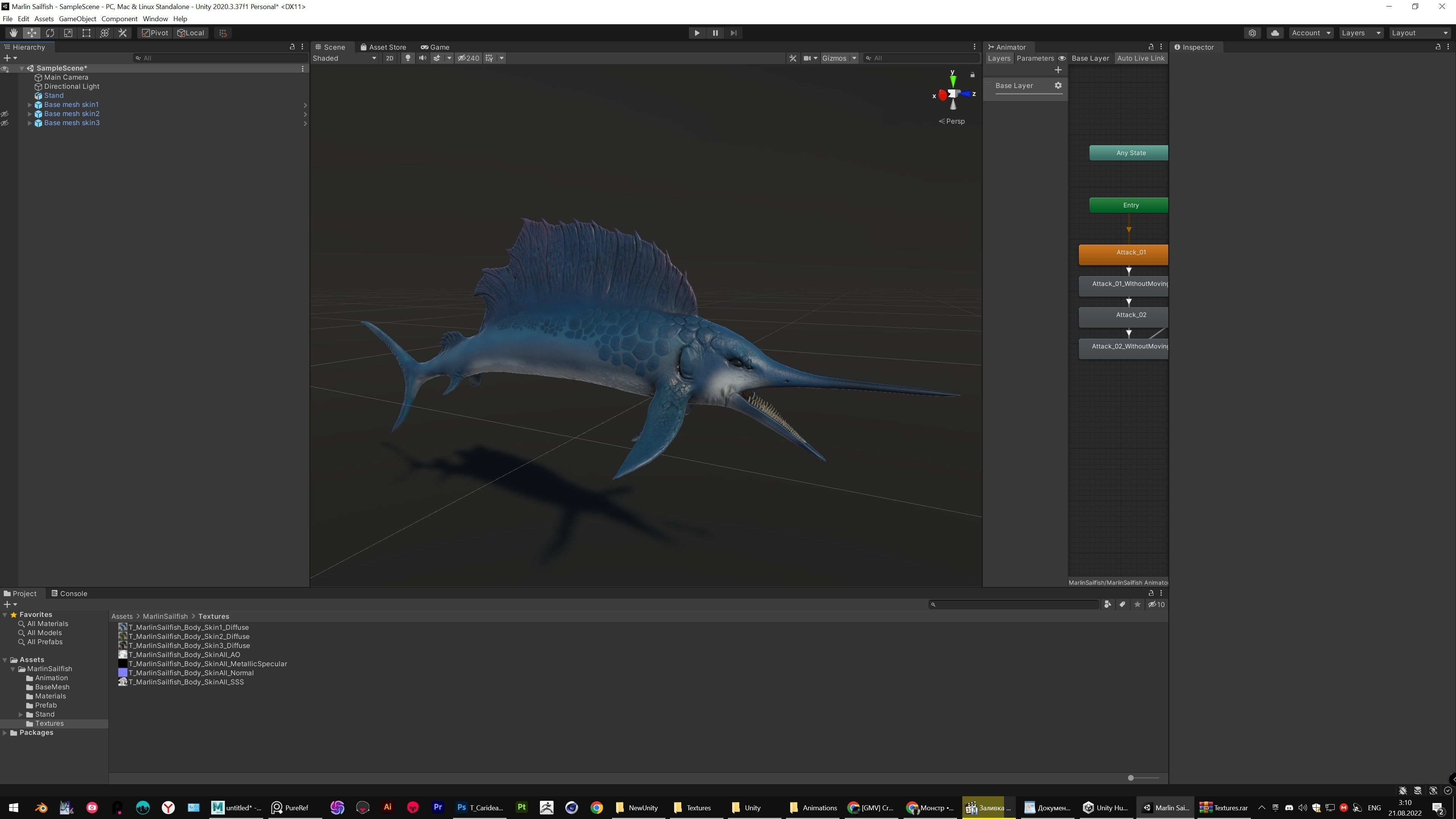 Fish low poly - Marlin Sailfish fish - ocean horror - monster 3 Low-poly 3D model_15