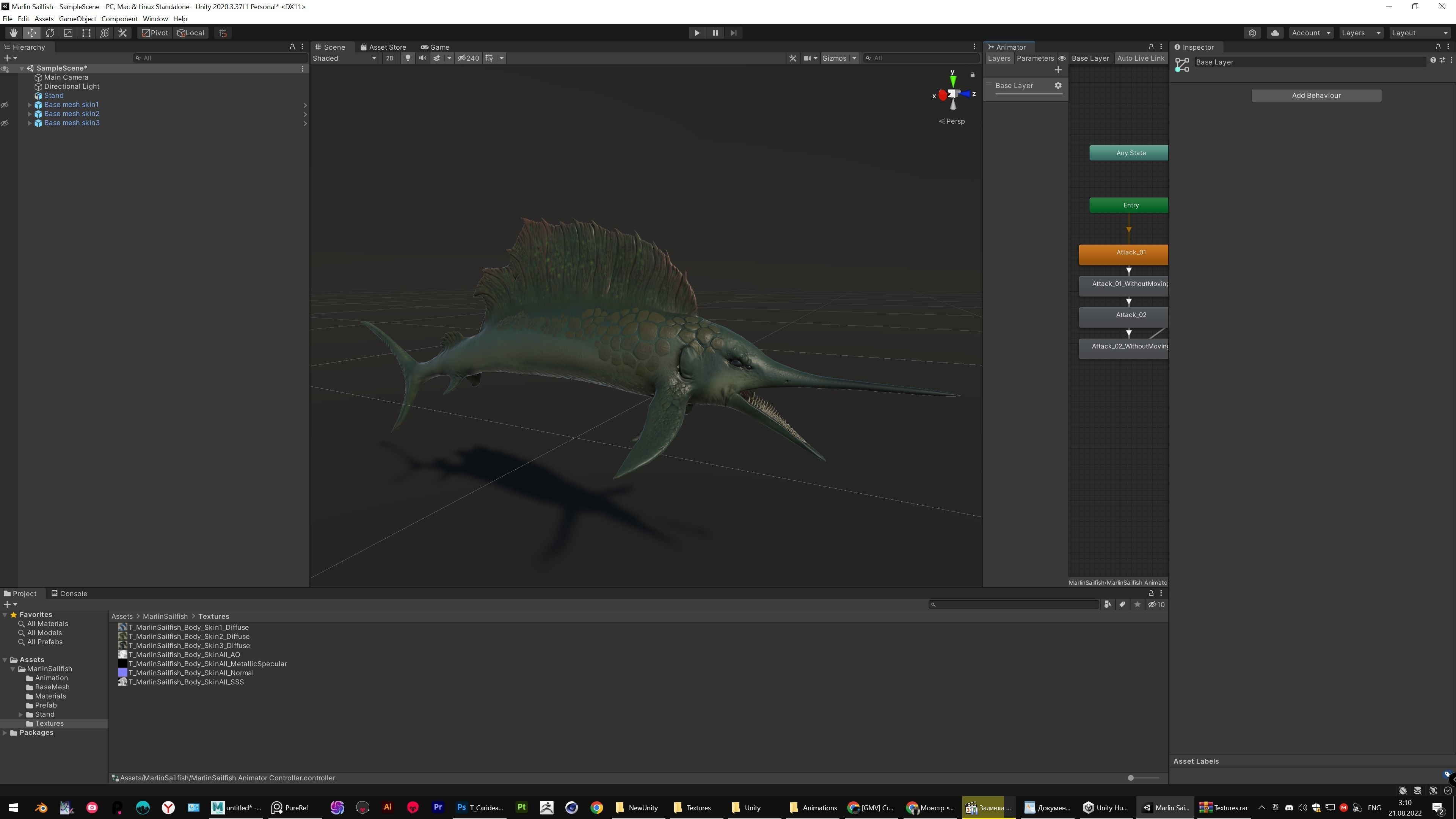 Fish low poly - Marlin Sailfish fish - ocean horror - monster 3 Low-poly 3D model_13