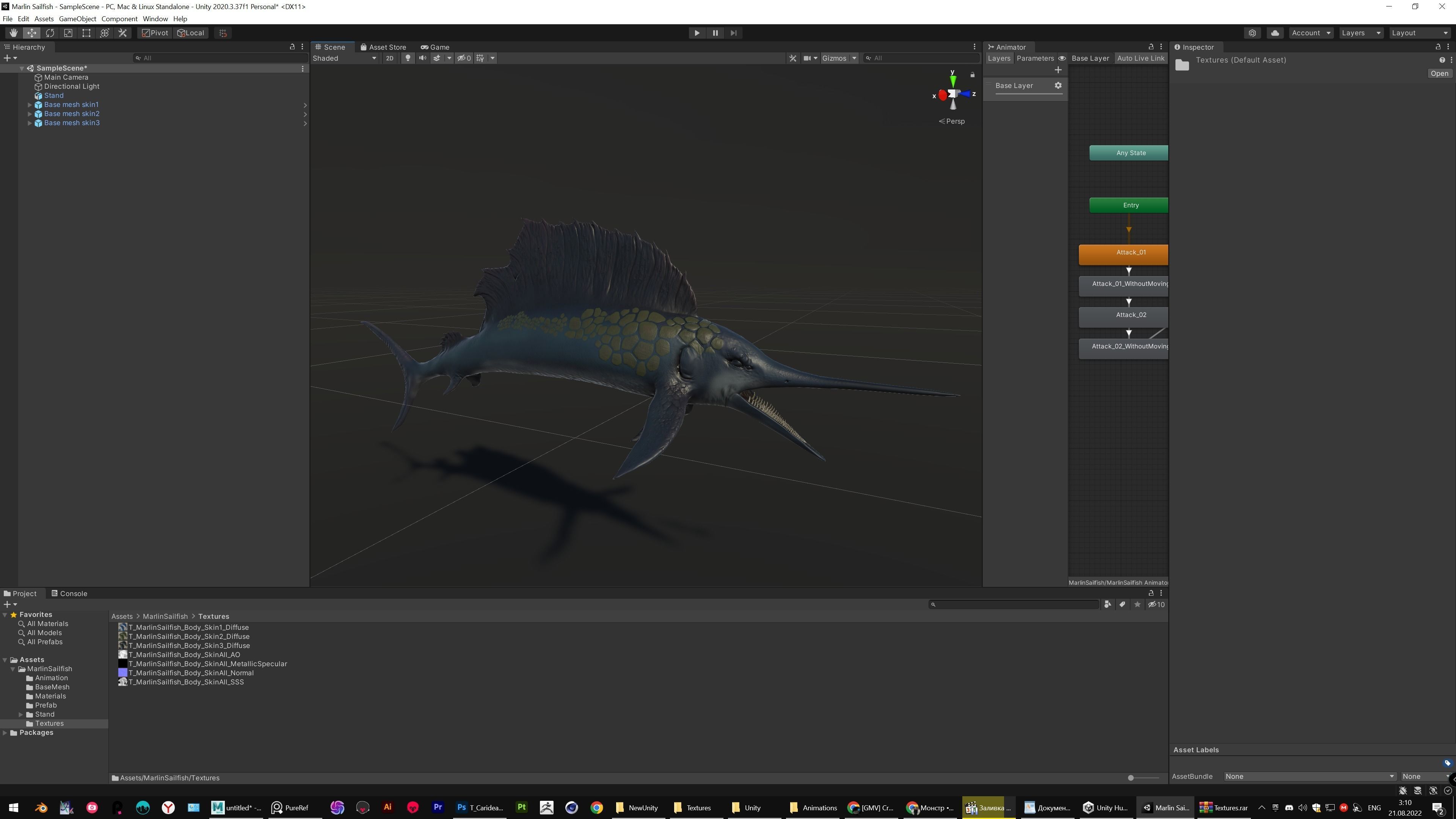 Fish low poly - Marlin Sailfish fish - ocean horror - monster 3 Low-poly 3D model_14