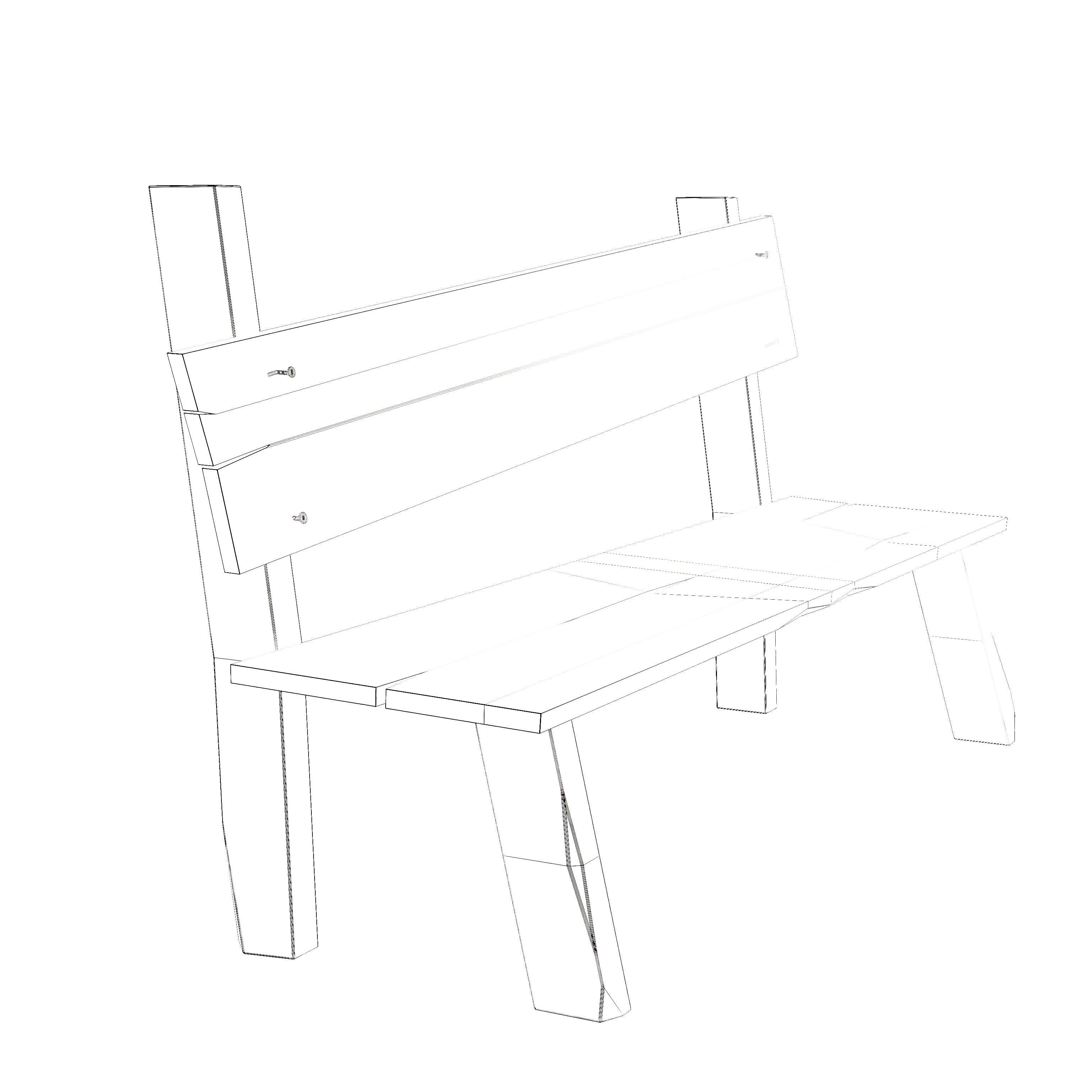 Old Bench Low-poly Free low-poly 3D model_6