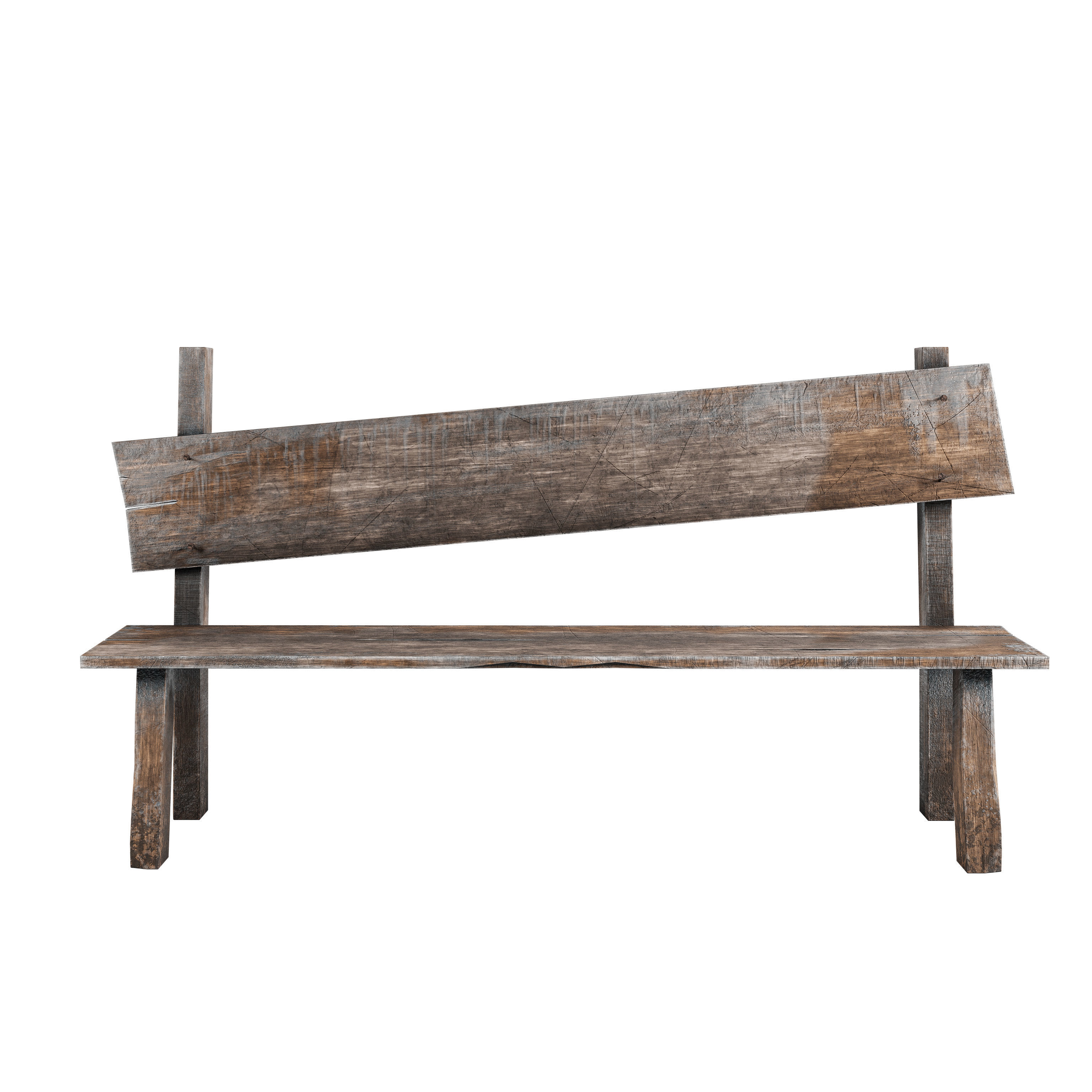 Old Bench Low-poly Free low-poly 3D model_2