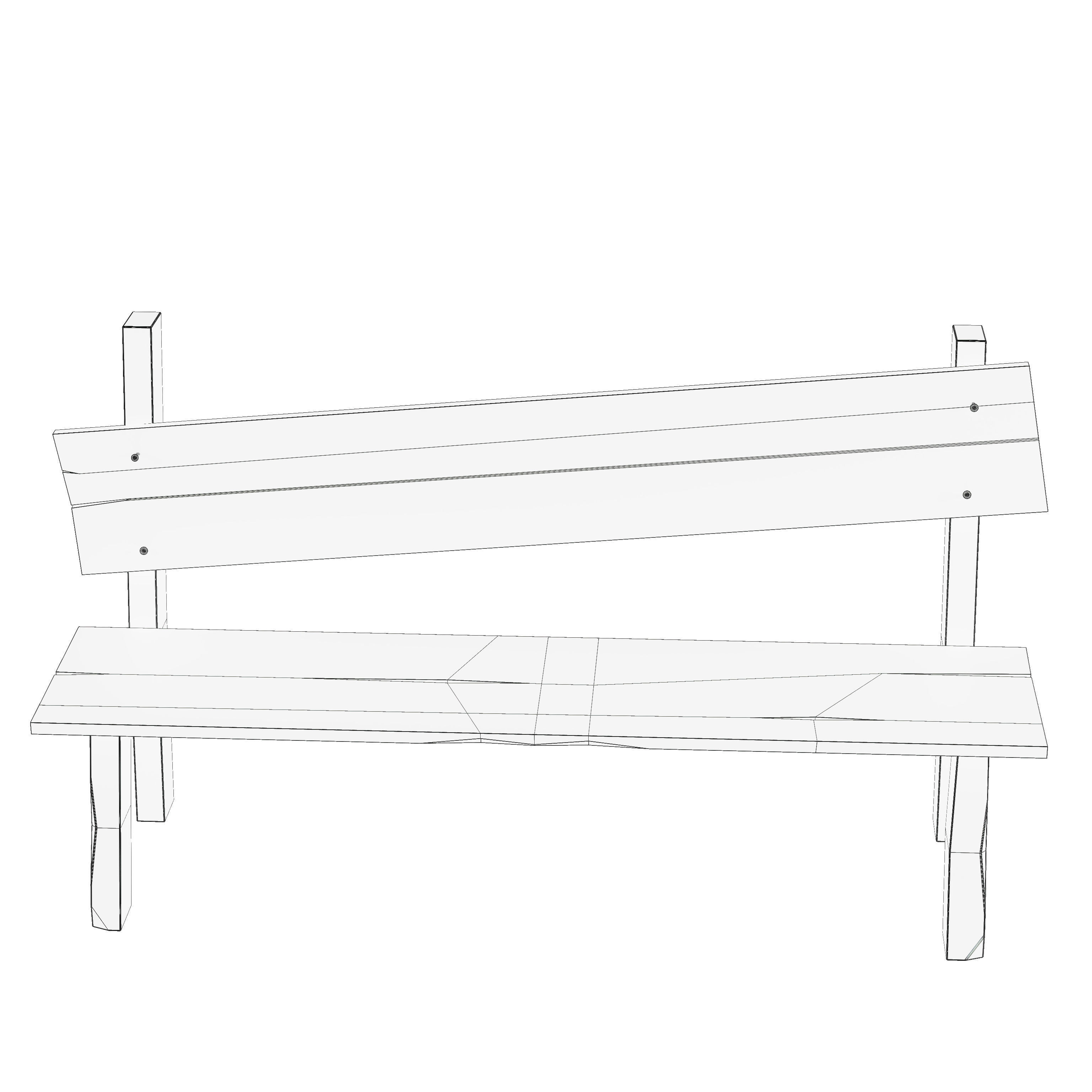 Old Bench Low-poly Free low-poly 3D model_7