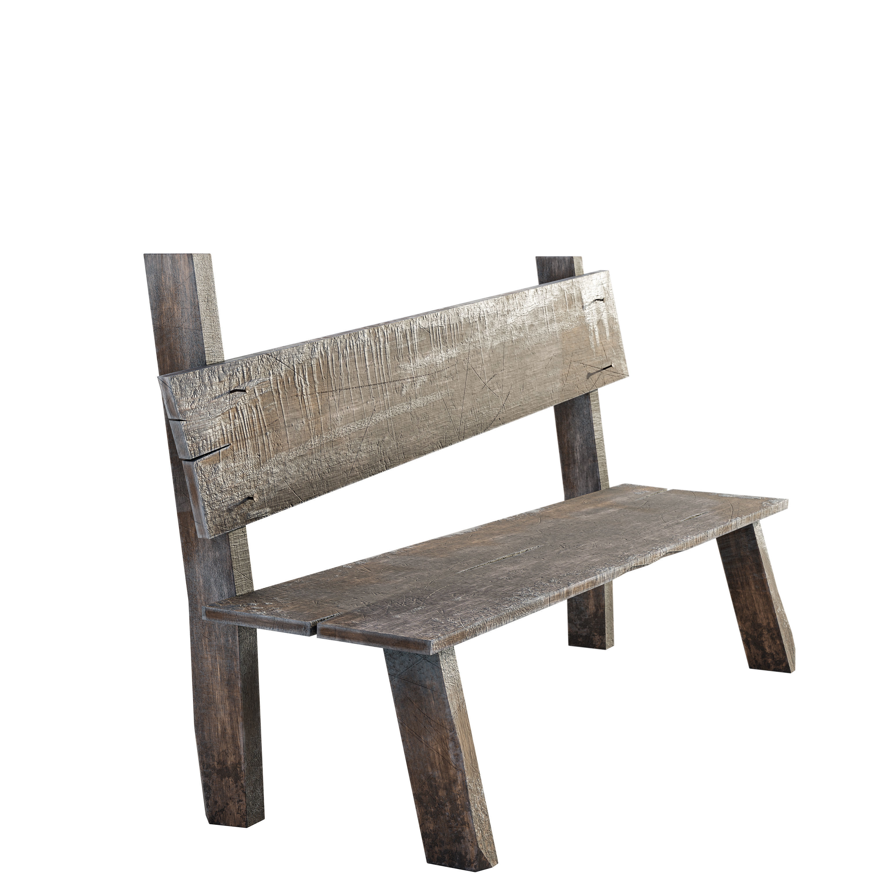 Old Bench Low-poly Free low-poly 3D model_5