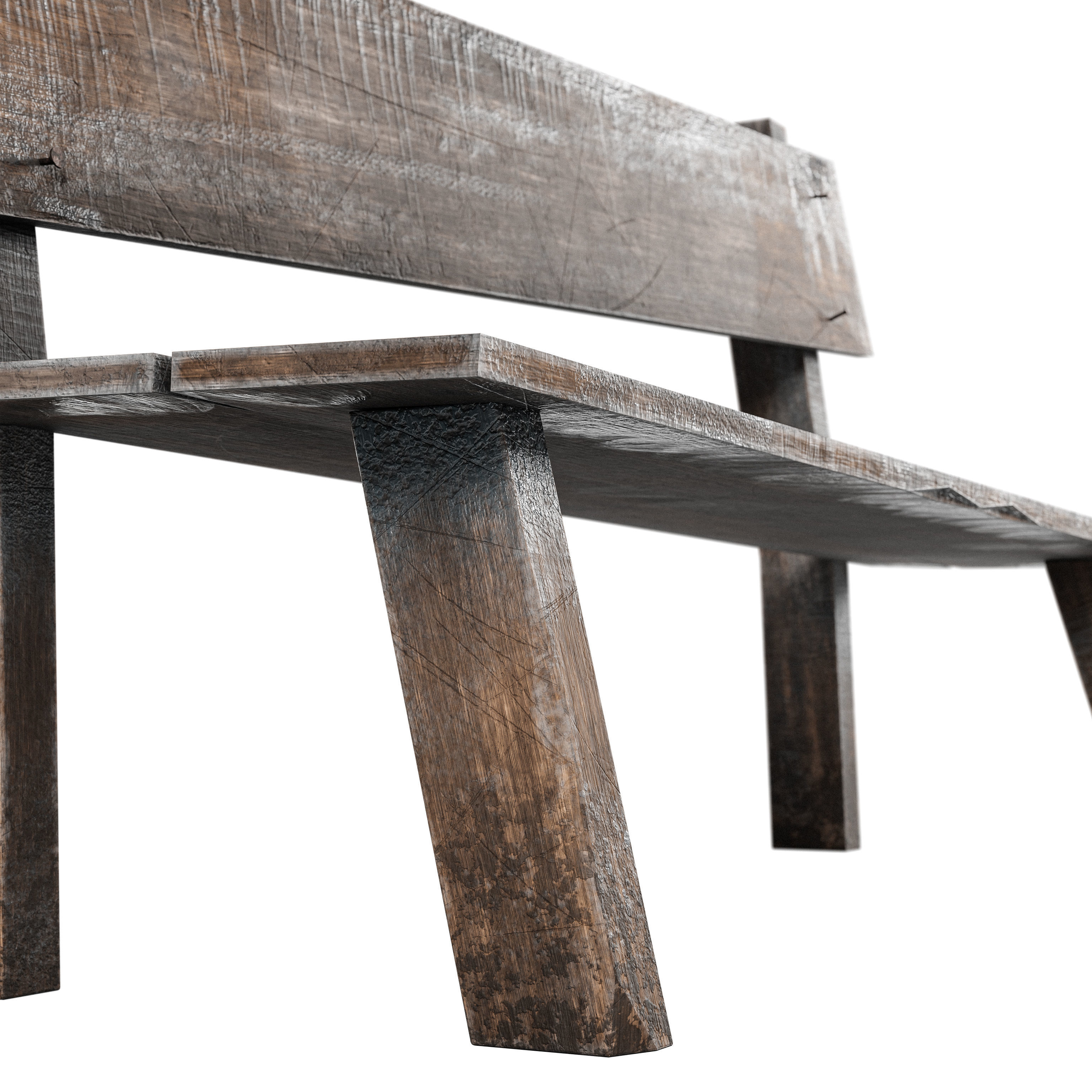 Old Bench Low-poly Free low-poly 3D model_3