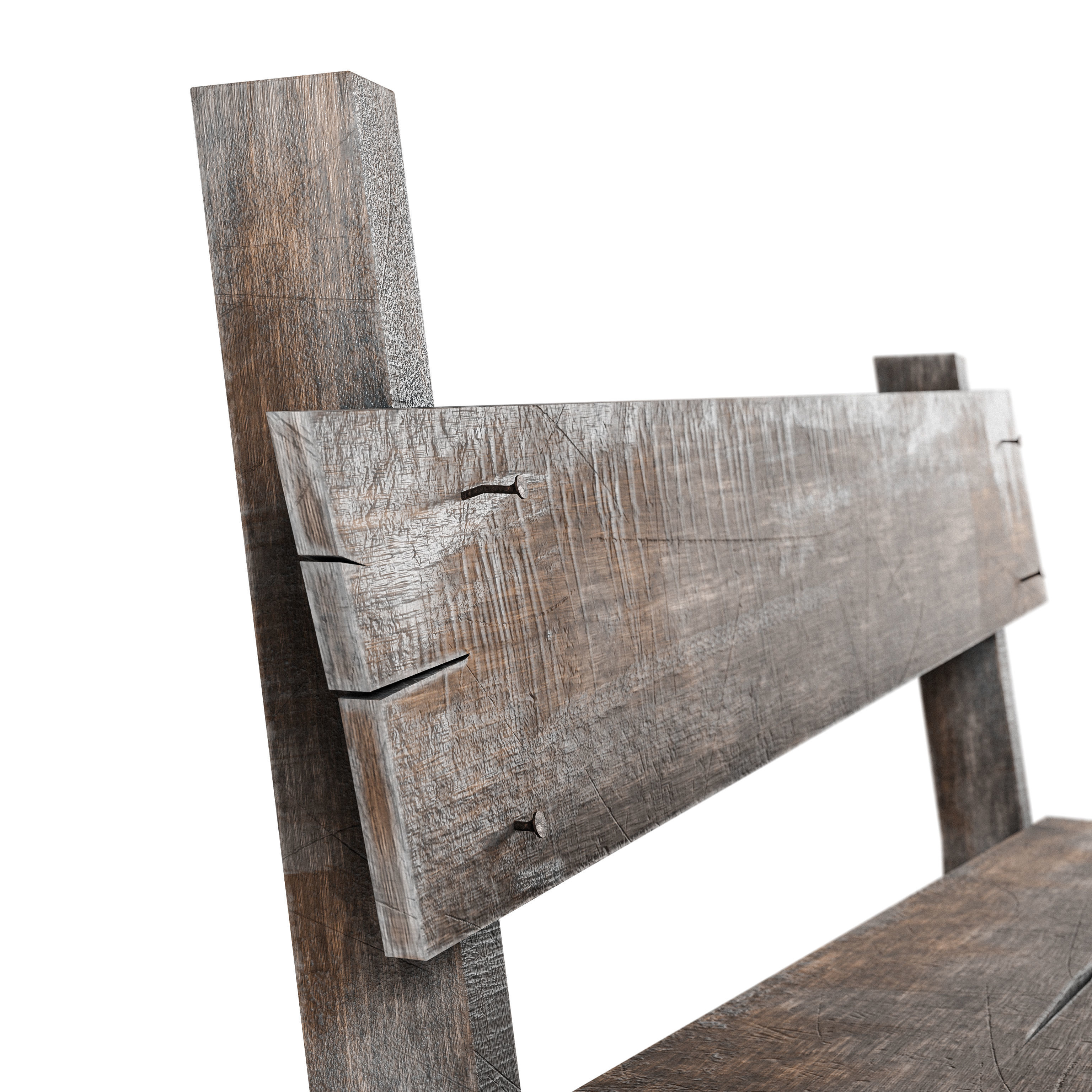 Old Bench Low-poly Free low-poly 3D model_4
