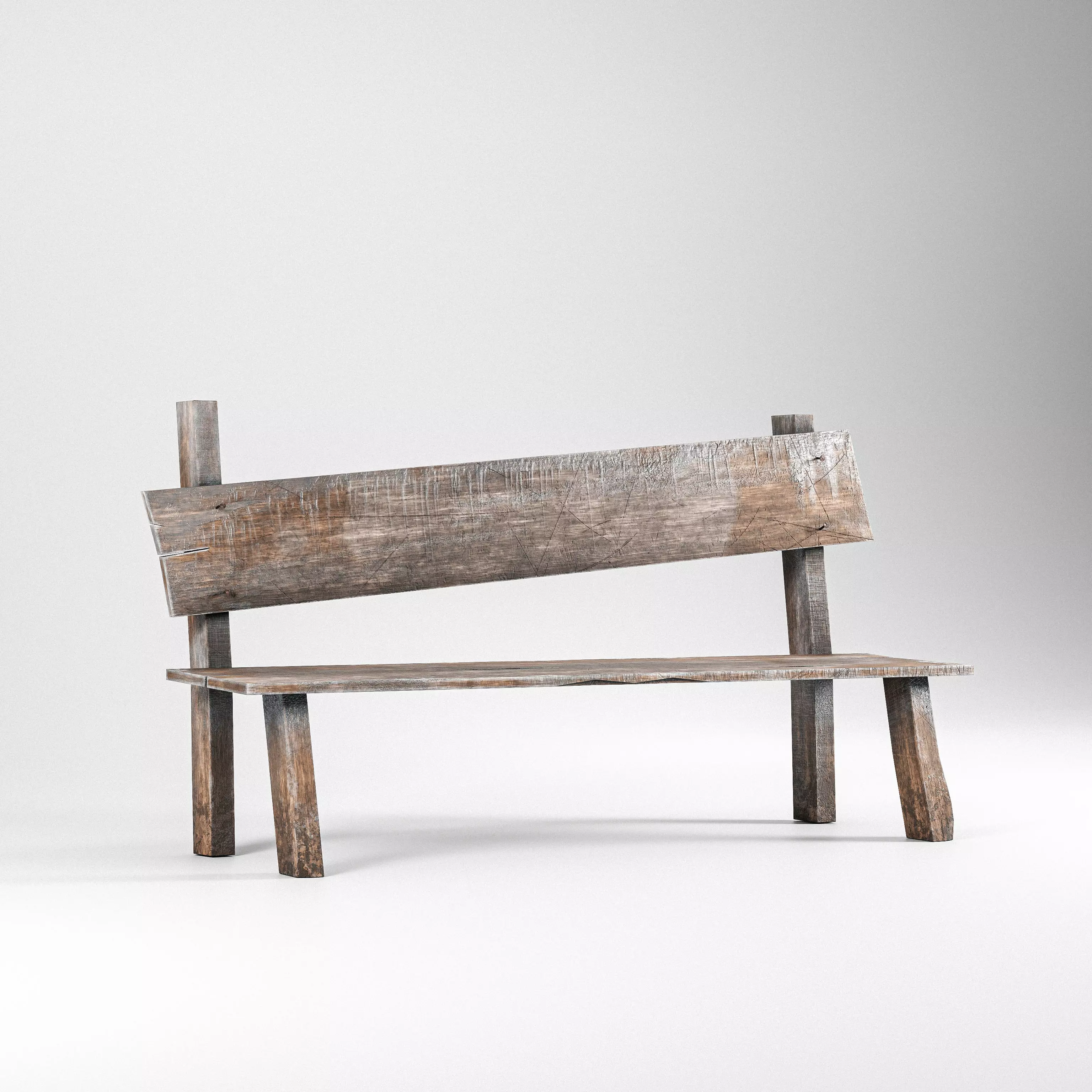 Old Bench Low-poly Free low-poly 3D model_0