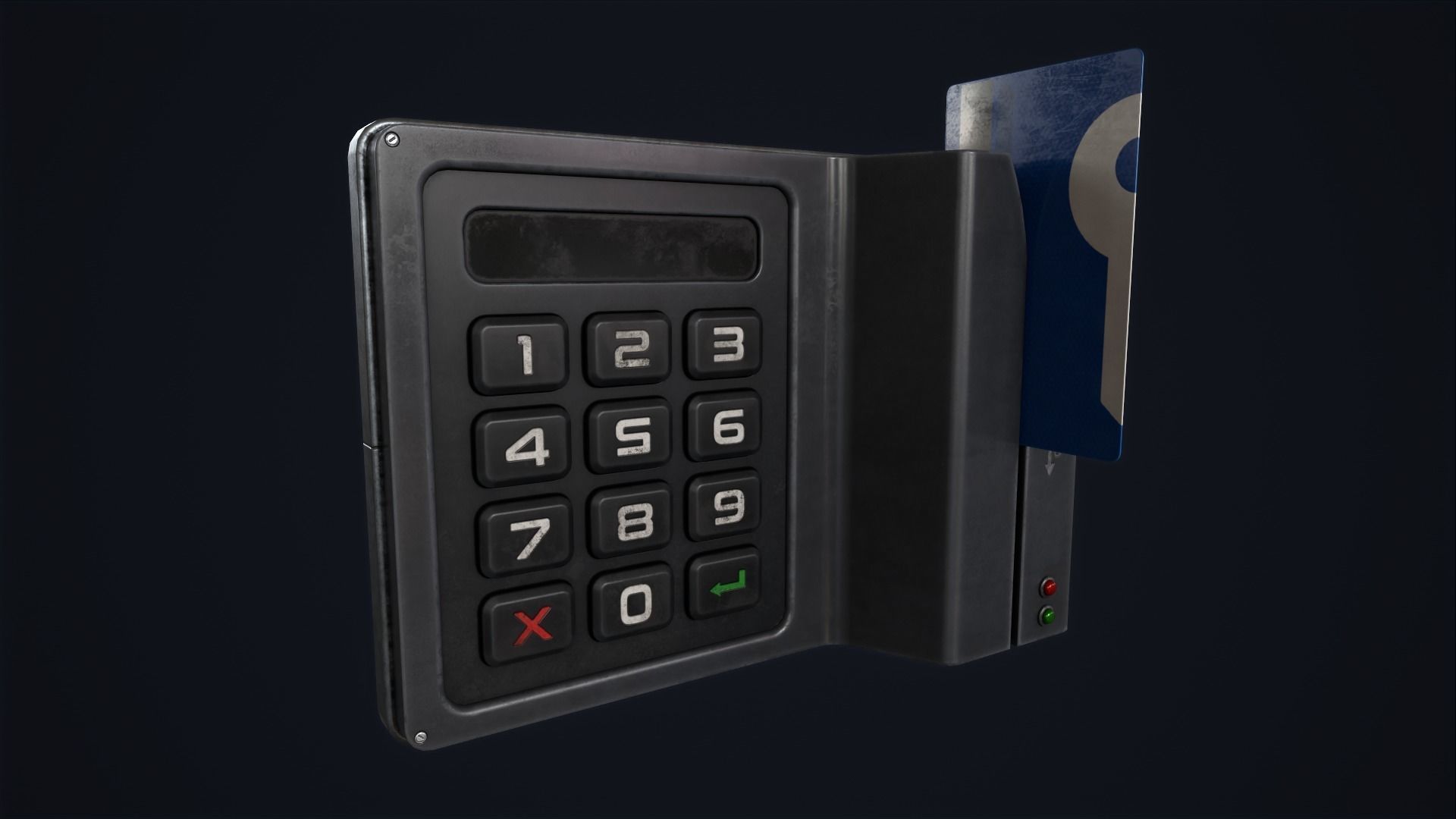 Code lock and key card Low-poly 3D model_13